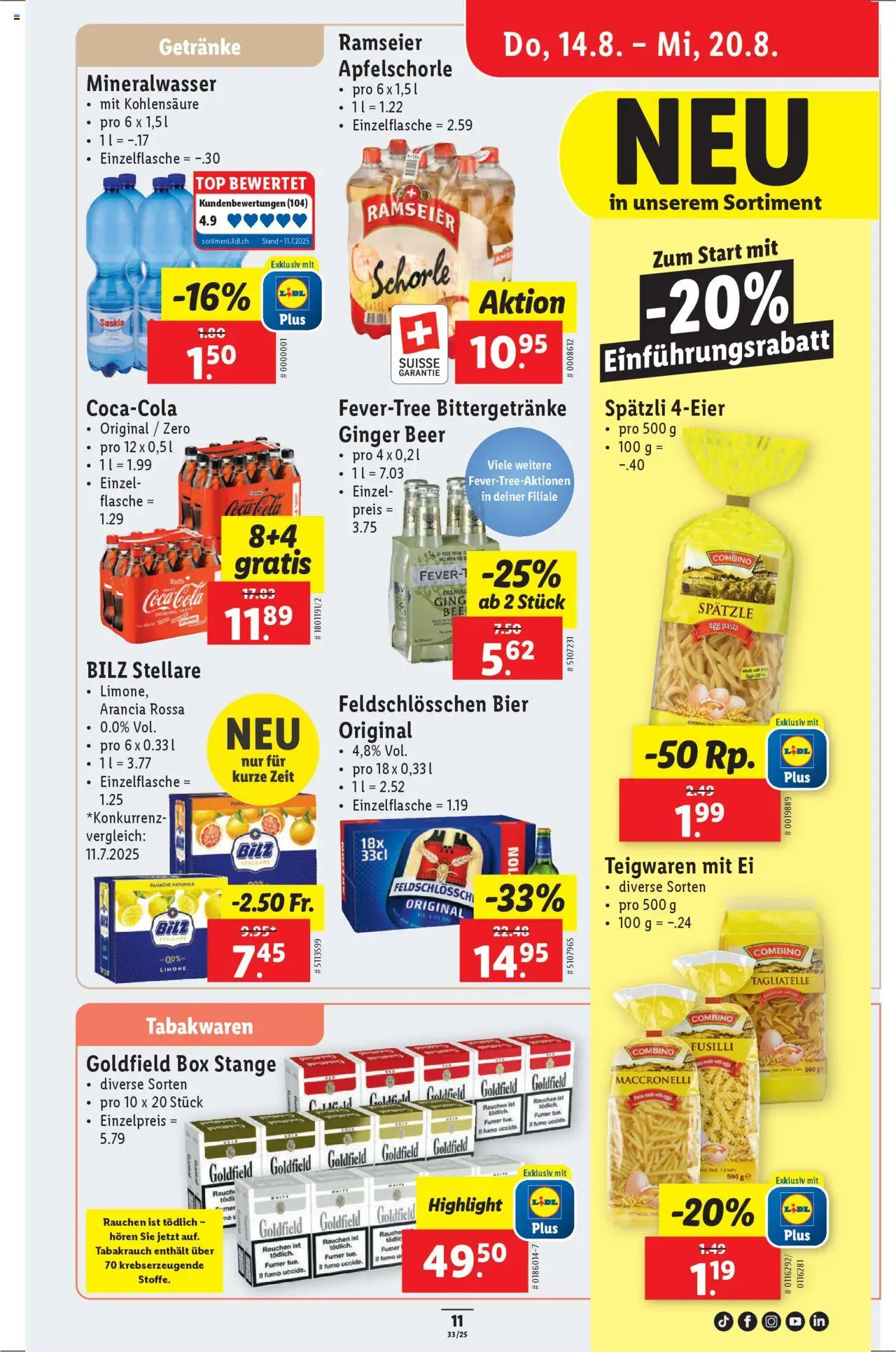 Lidl Aktionen ab 14.08.2025 | Seite: 13 | Produkte: Coca Cola, Box, Mineralwasser, Bier