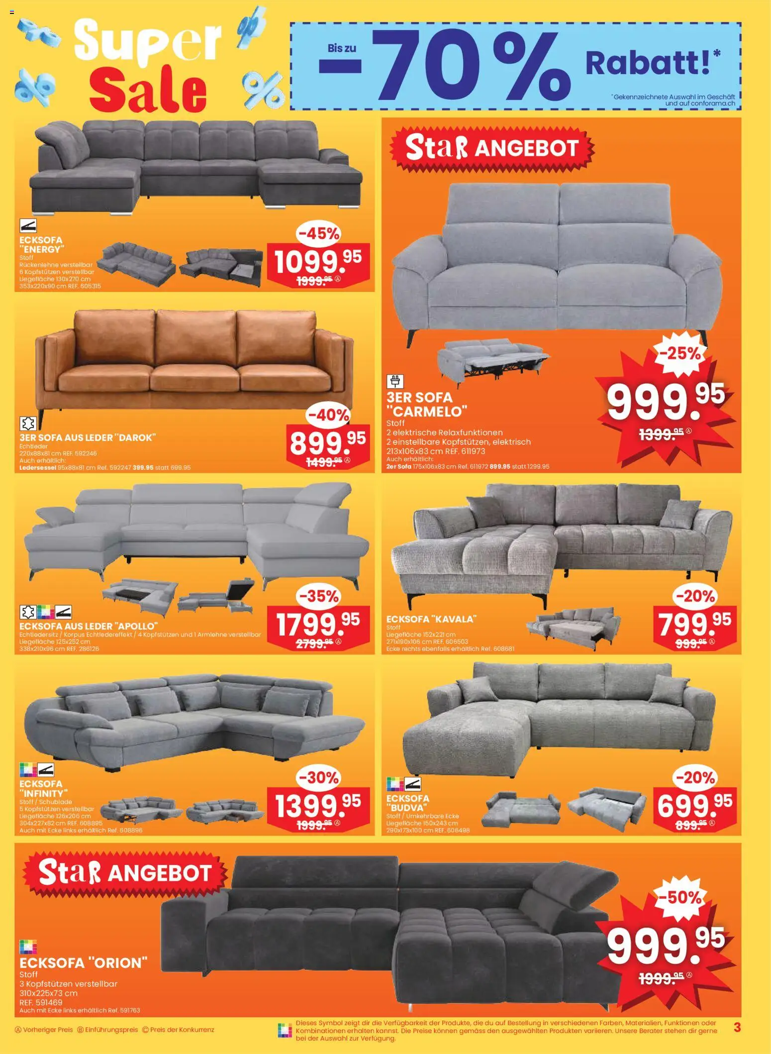Conforama Aktionen – gültig ab 07.01.2026 | Seite: 3 | Produkte: Sofa, Ecksofa
