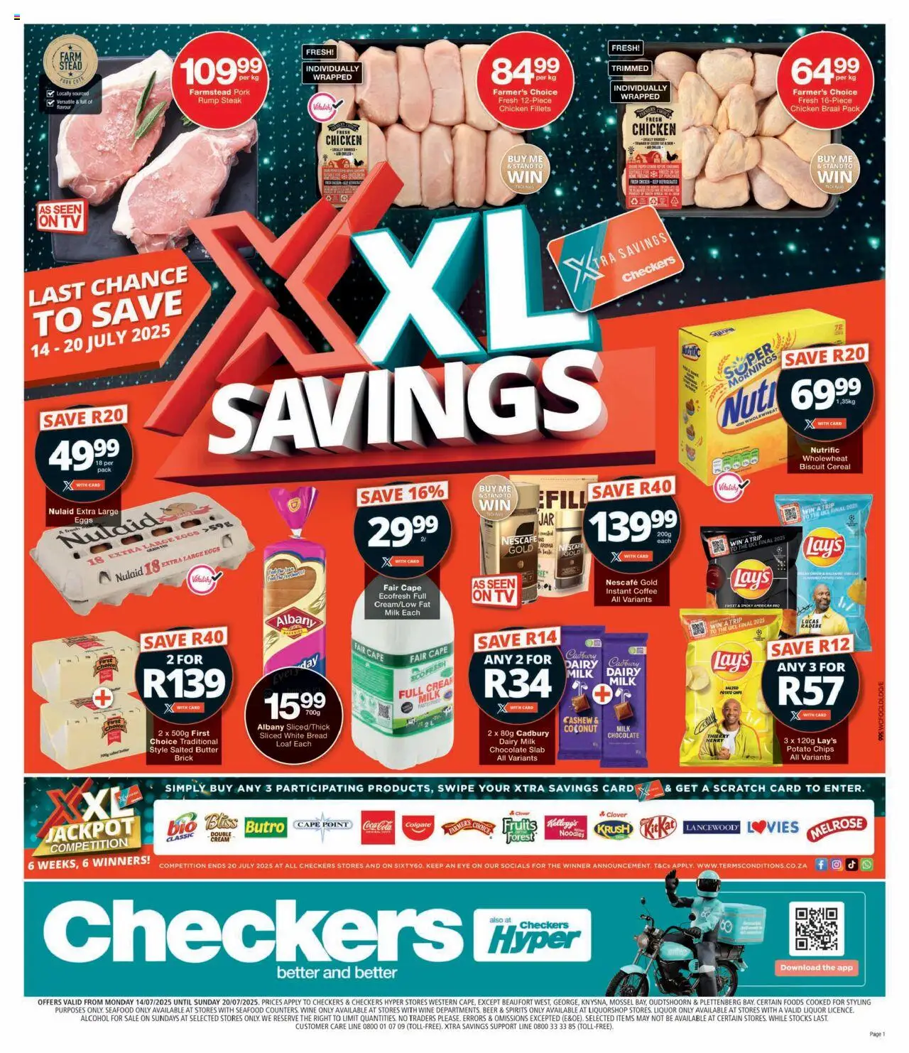 Checkers Western Cape - XXL Savings Week 6 Deals │ valid from 14.07.2025 | Page: 1 | Products: Milk, Wine, Beer, Chips