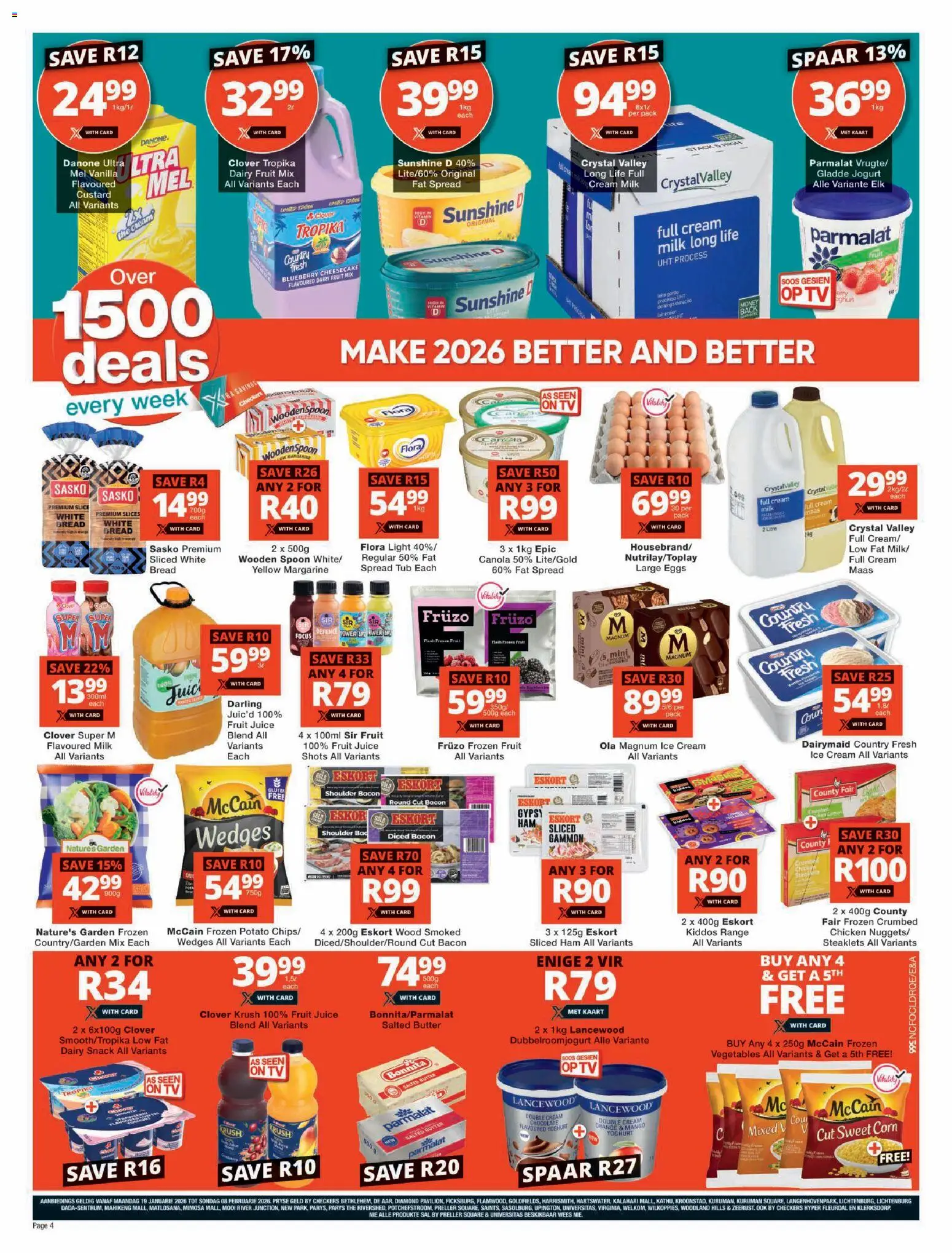 New Checkers catalogue – valid from 19.01.2026 | Page: 4 | Products: Pó talco, Eggs, Light, Ham