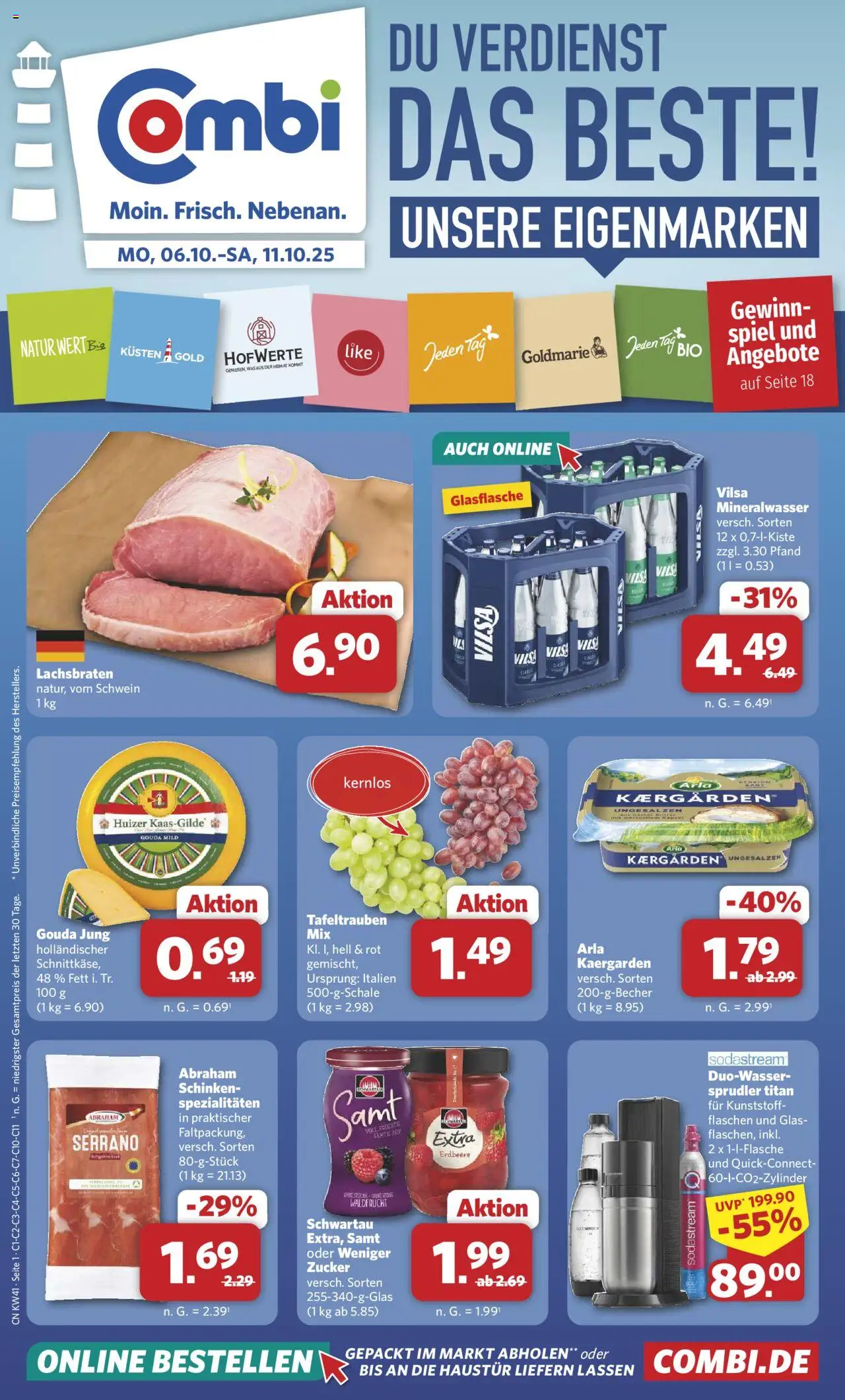 Combi Prospekt 	 – gültig ab 06.10.2025 | Seite: 1 | Produkte: Spiel, Gouda, Zucker, Schinken