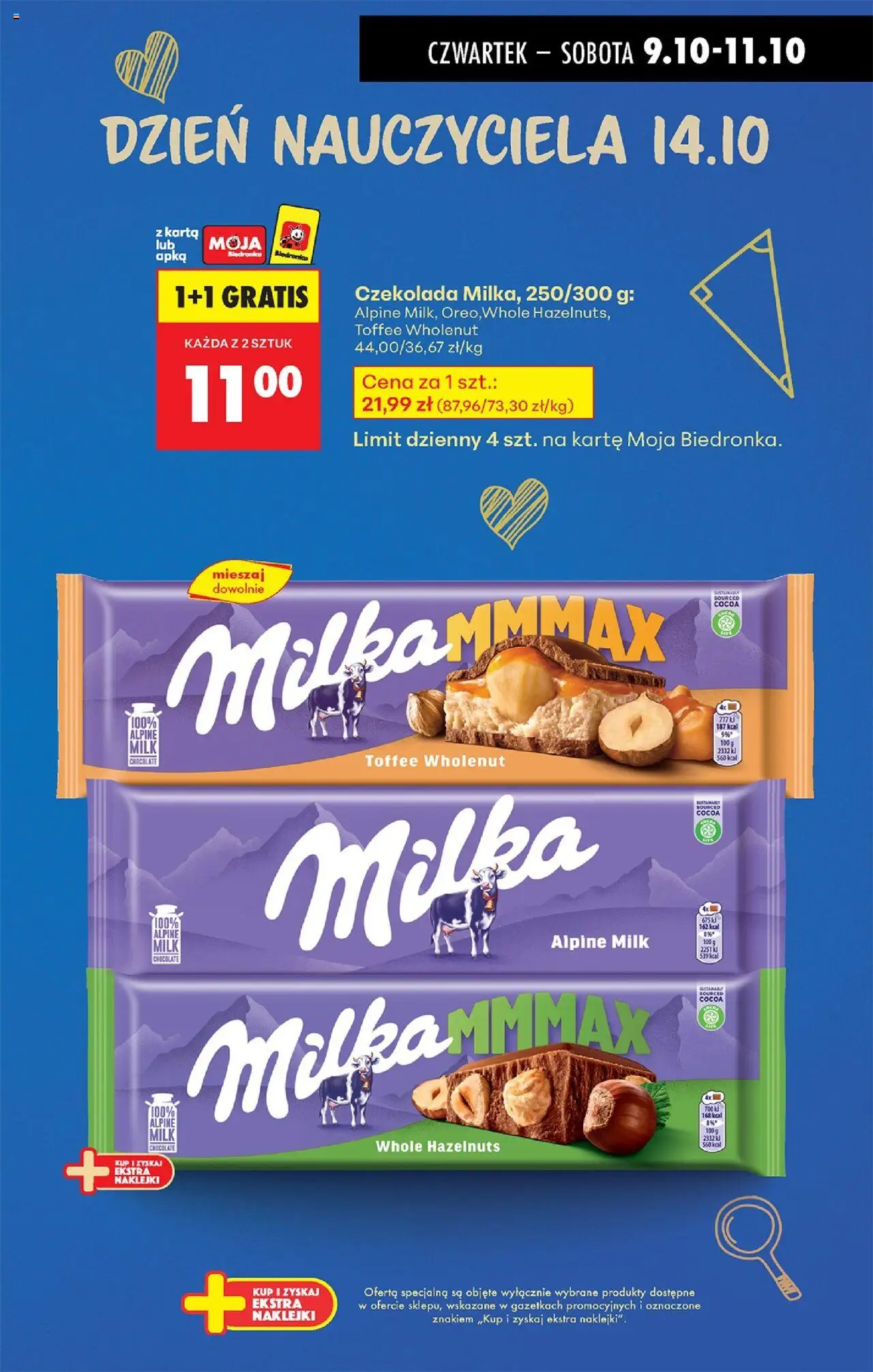 Biedronka gazetka - Oferta w tym tygodniu od 09.10.2025 | Strona: 11 | Produkty: Karta, Milka, Naklejki, Czekolada
