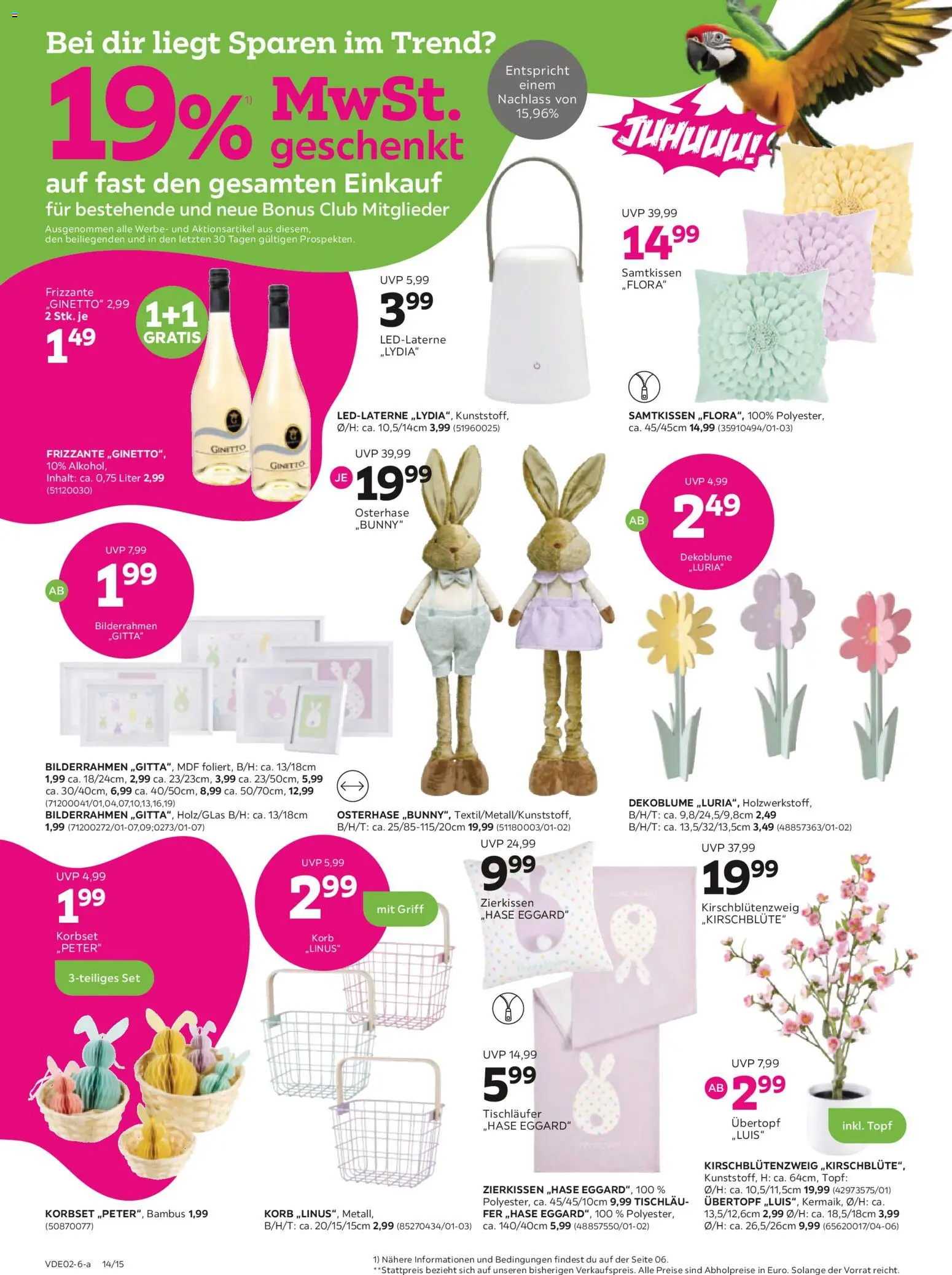 Mömax 19% MwSt. geschenkt auf fast den gesamten Einkauf – gültig ab 26.01.2026 | Seite: 14 | Produkte: Korb, Bilderrahmen