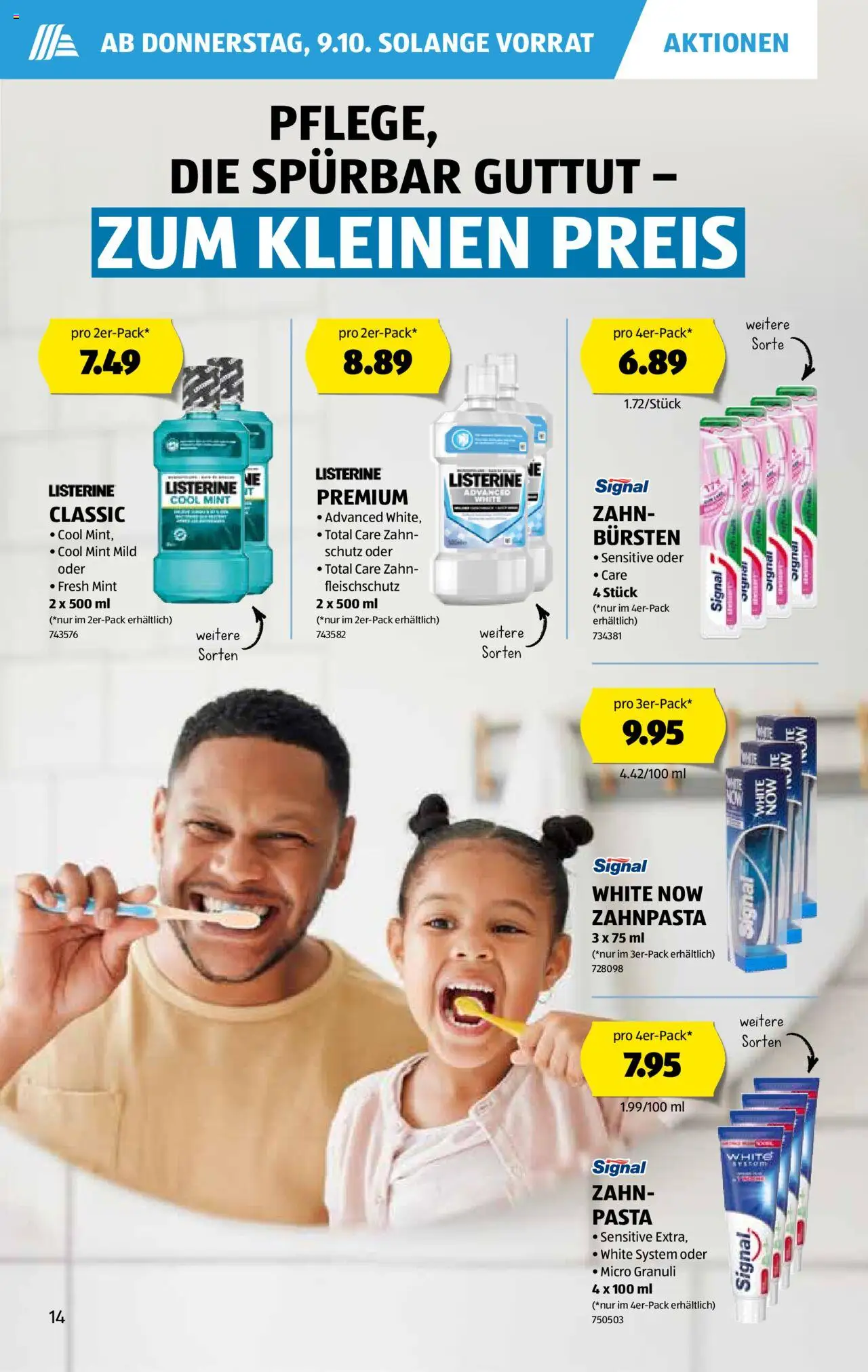 Aldi Aktionen – gültig ab 09.10.2025 | Seite: 15 | Produkte: Zahnpasta, Pasta