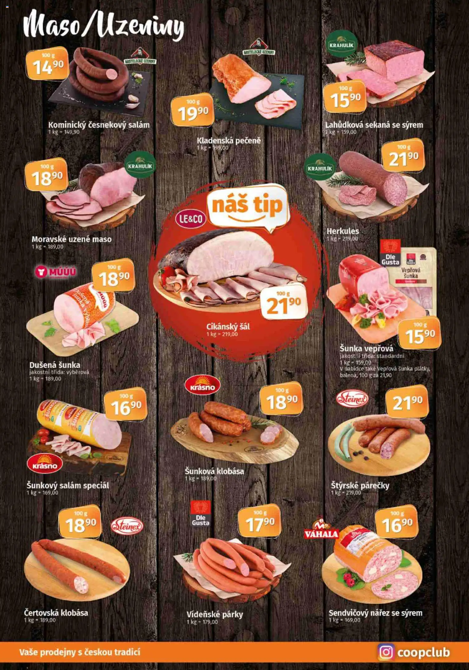 Konzum leták od 02.01.2026 | Strana: 2 | Produkty: Uzené maso, Salám, Vídeňské párky, Šunkový salám