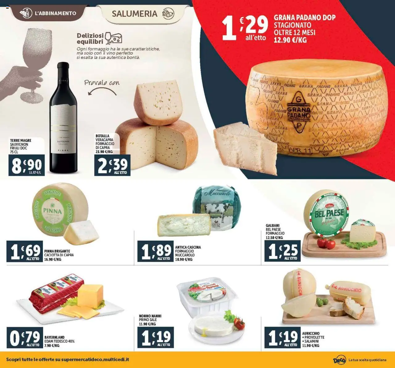 Volantino Decò del 08.08.2025 | Pagina: 2 | Prodotti: Sale, Formaggio, Vino, Grana Padano
