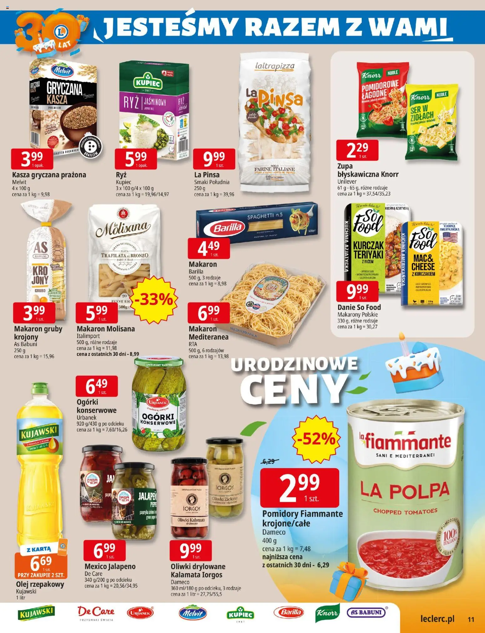 E.Leclerc Gazetka - Warszawa Ursynów od 03.11.2025 | Strona: 11 | Produkty: Olej rzepakowy, Kasza, Penne, Ogórki