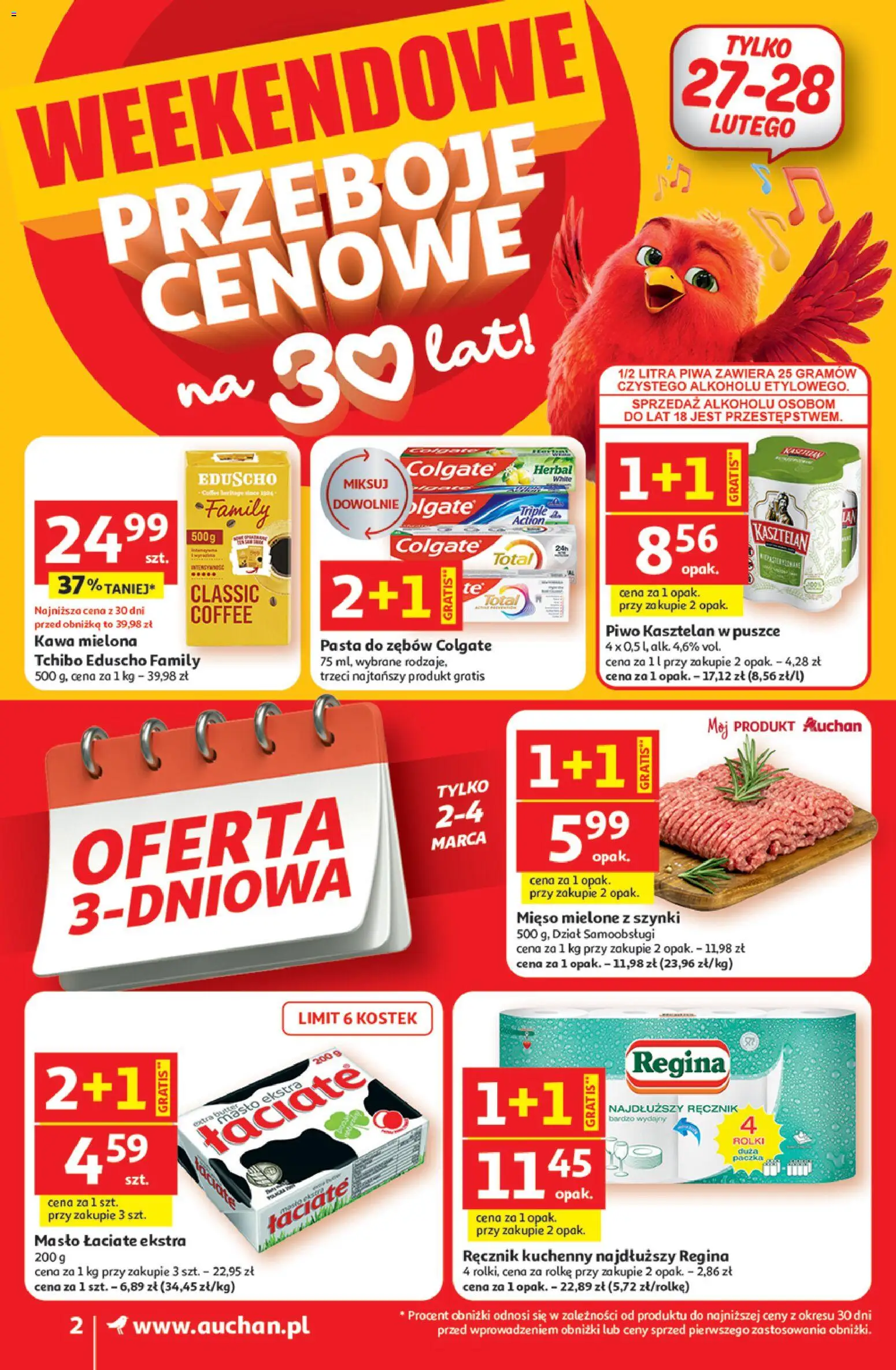 Auchan Gazetka - 30 Lat Franczyza od 26.02.2026 | Strona: 2 | Produkty: Mięso, Mięso mielone, Masło, Masło łaciate