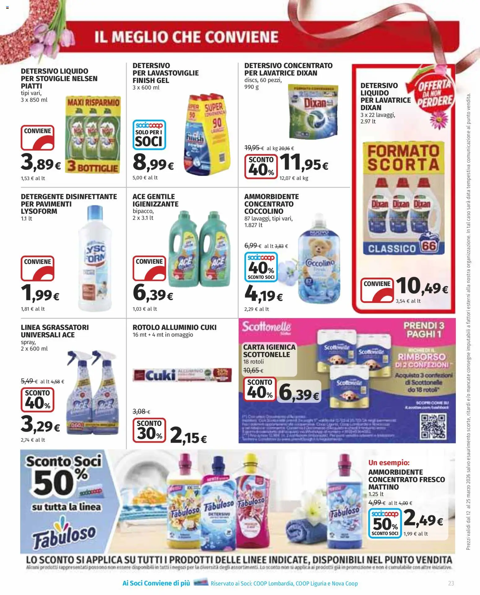 Volantino Ipercoop del 12.03.2026 | Pagina: 23 | Prodotti: Carta igienica, Ammorbidente, Detergente, Lavatrice