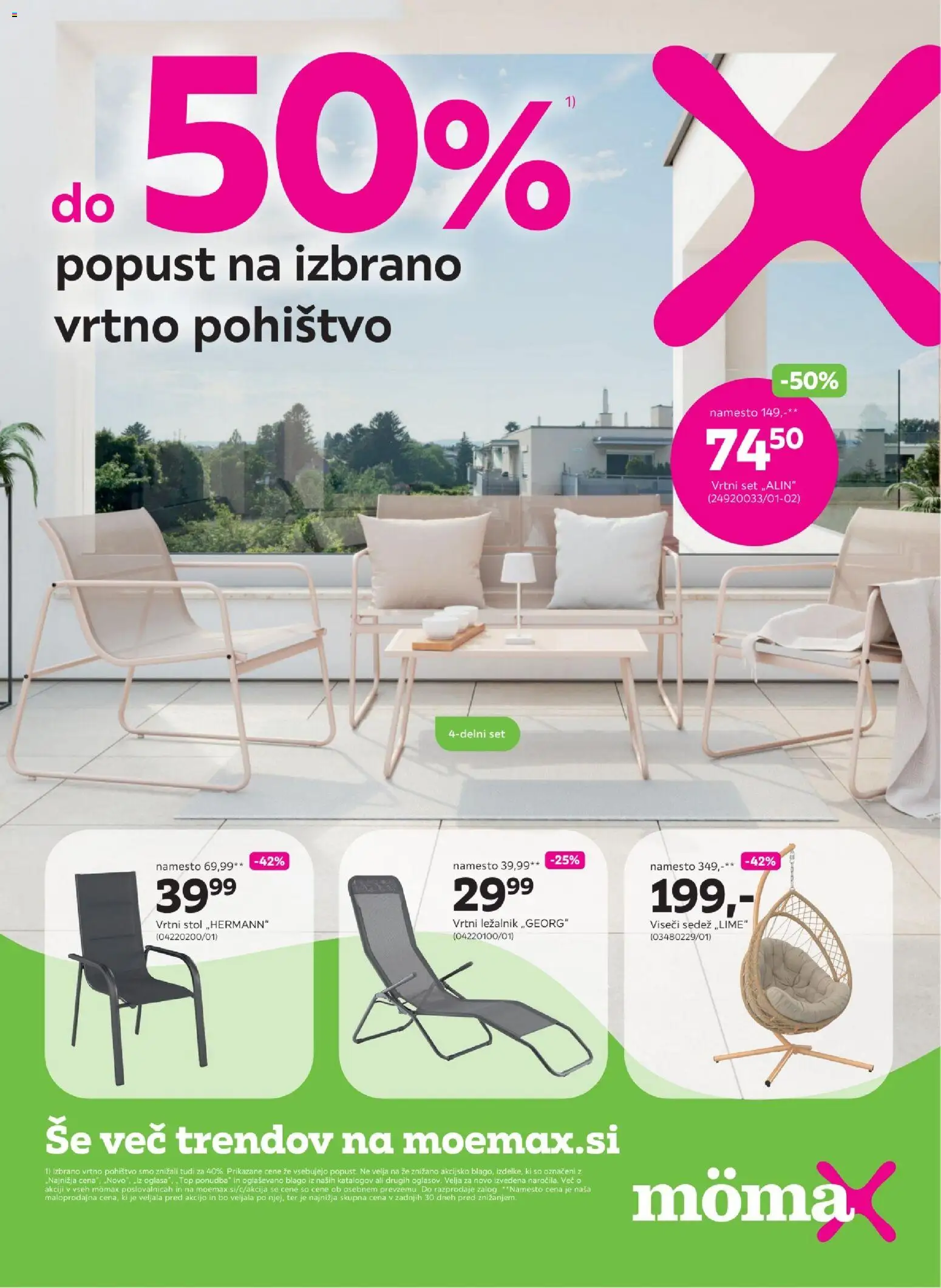 Novi Mömax katalog ponudbe – veljaven od 30.03.2026 | Stran: 1 | Izdelki: Ležalnik, Vrtni stol, Pohištvo, Vrtno pohistvo