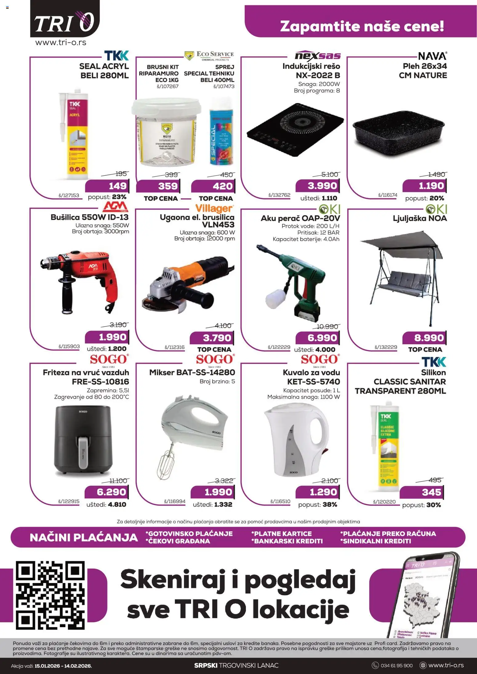 Tri O katalog - važi od 15.01.2026 | Strana: 4 | Proizvode: Friteza, Brusilica, Bušilica, Baterije