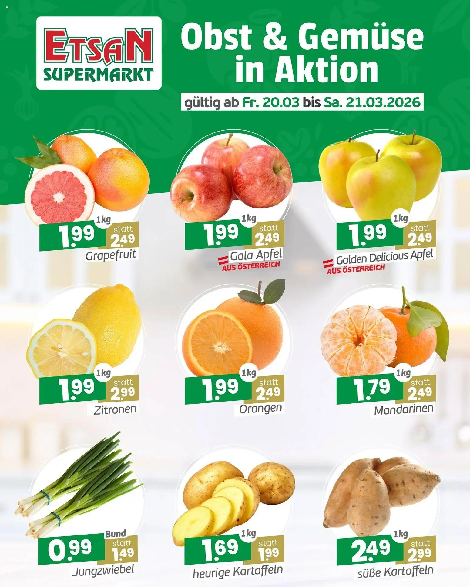 ETSAN Obst und Gemüse gültig ab 20.03.2026 | Seite: 1 | Produkte: Grapefruit, Gemüse, Obst, Orangen