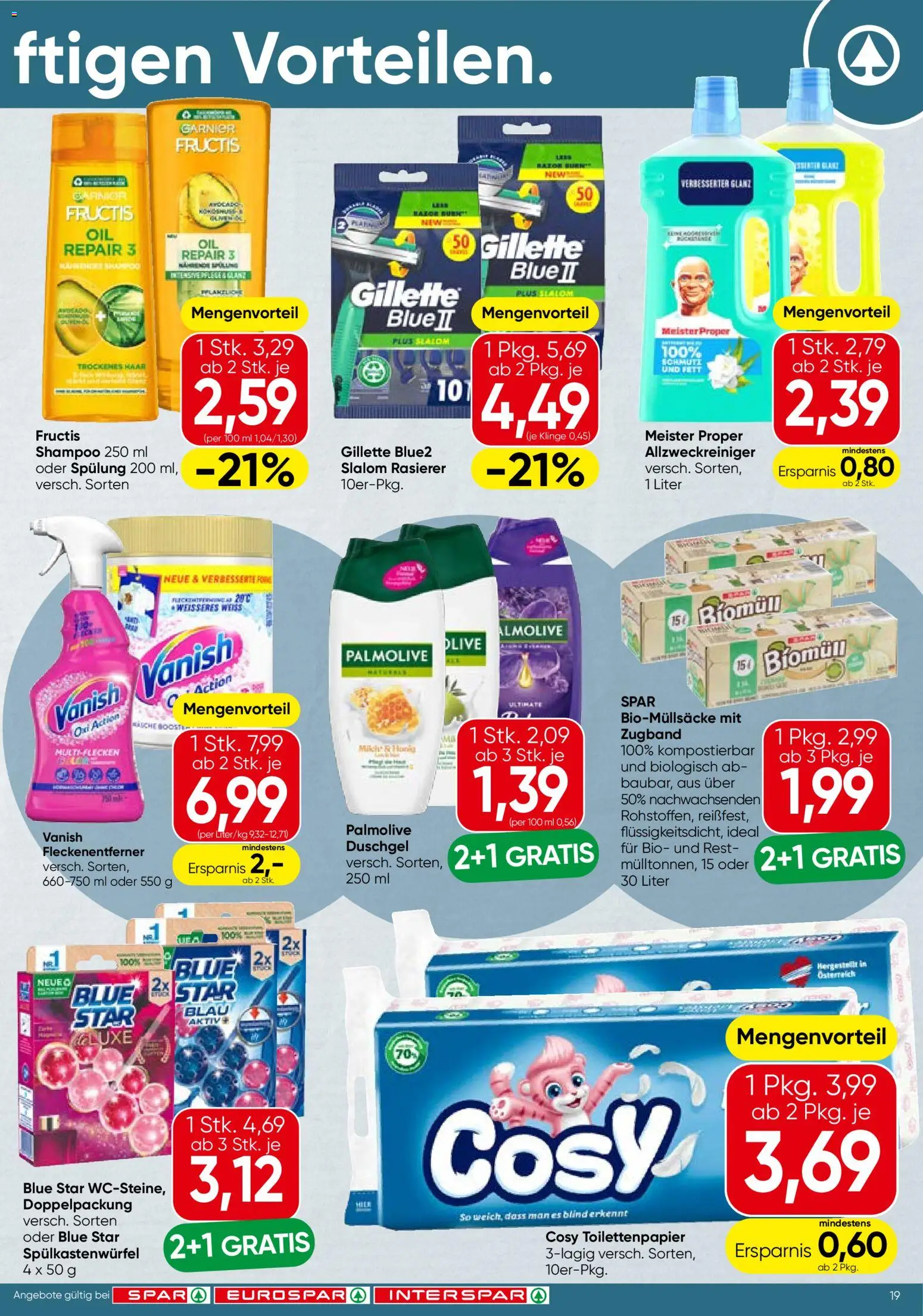 Spar Flugblatt - Wien gültig ab 09.04.2026 | Seite: 19 | Produkte: Rasierer, Spülung, Duschgel, Fleckenentferner