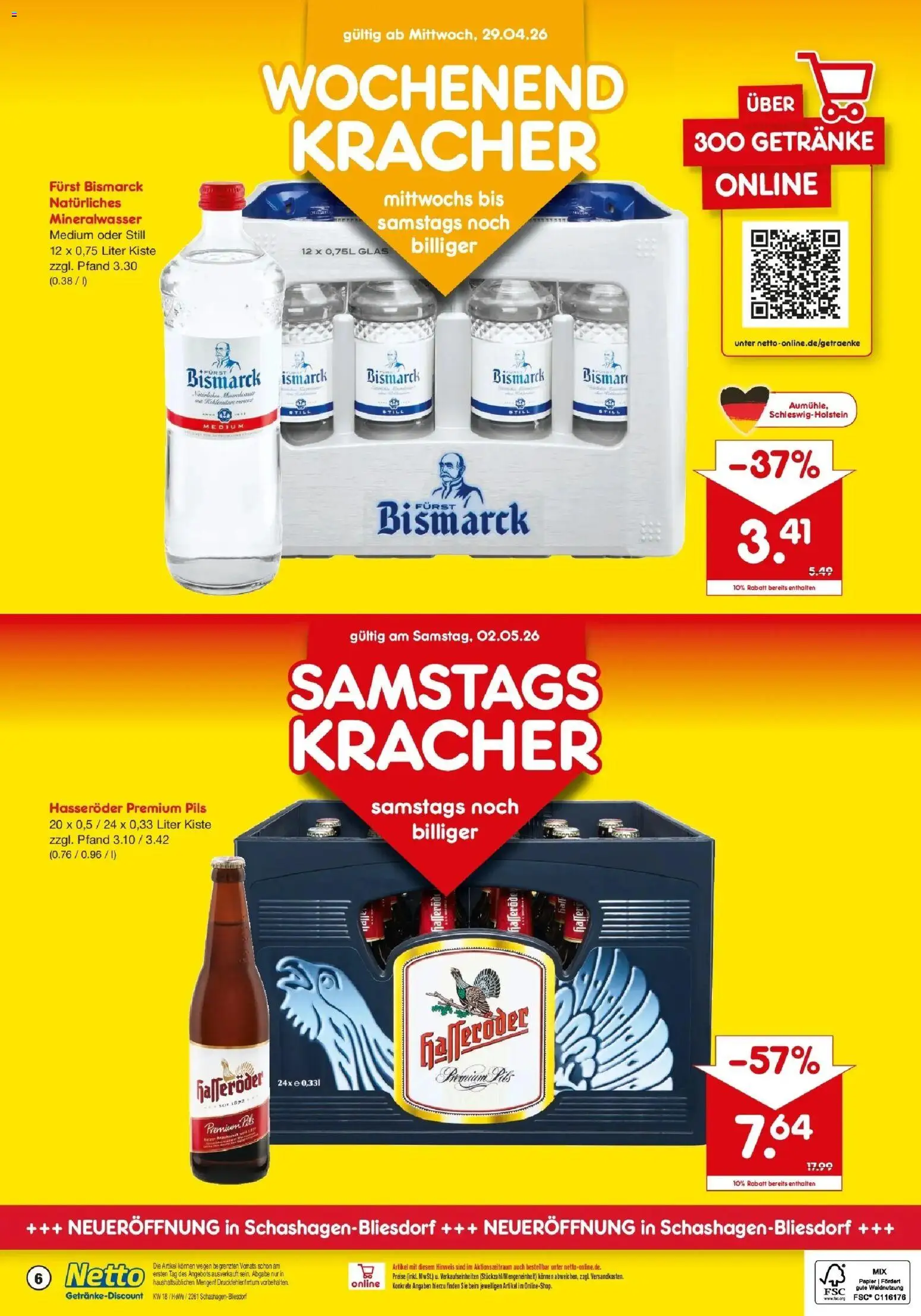 Netto Marken-Discount Prospekt Neustadt In Holstein	 – gültig ab 27.04.2026 | Seite: 6 | Produkte: Pils, Mineralwasser, Hasseröder