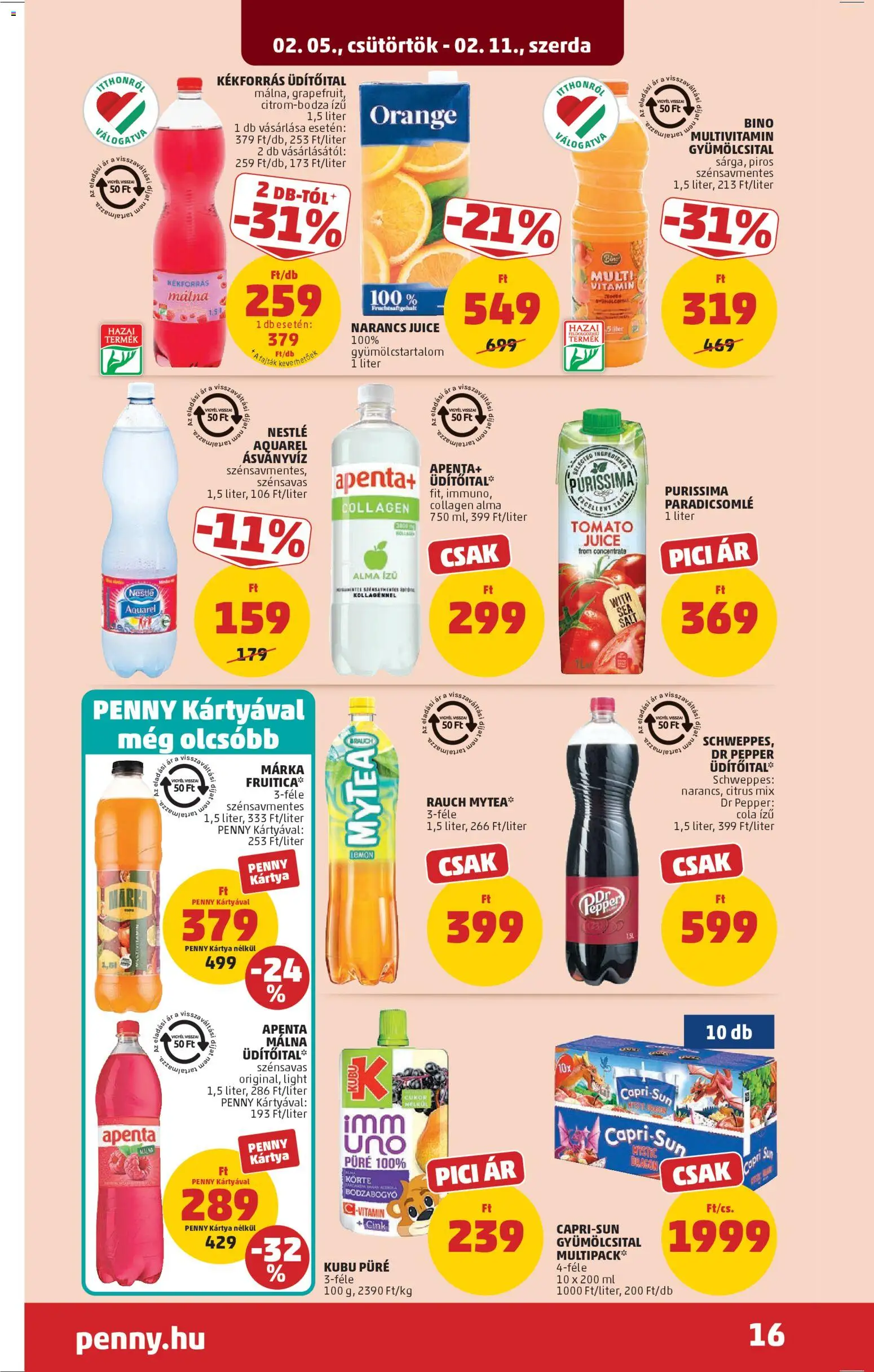 PENNY akciós ujság - amely érvényes a következő dátumtól: 05.02.2026 | Oldal: 18 | Termékek: Kollagén, Paradicsomlé, Kubu püré, Multivitamin