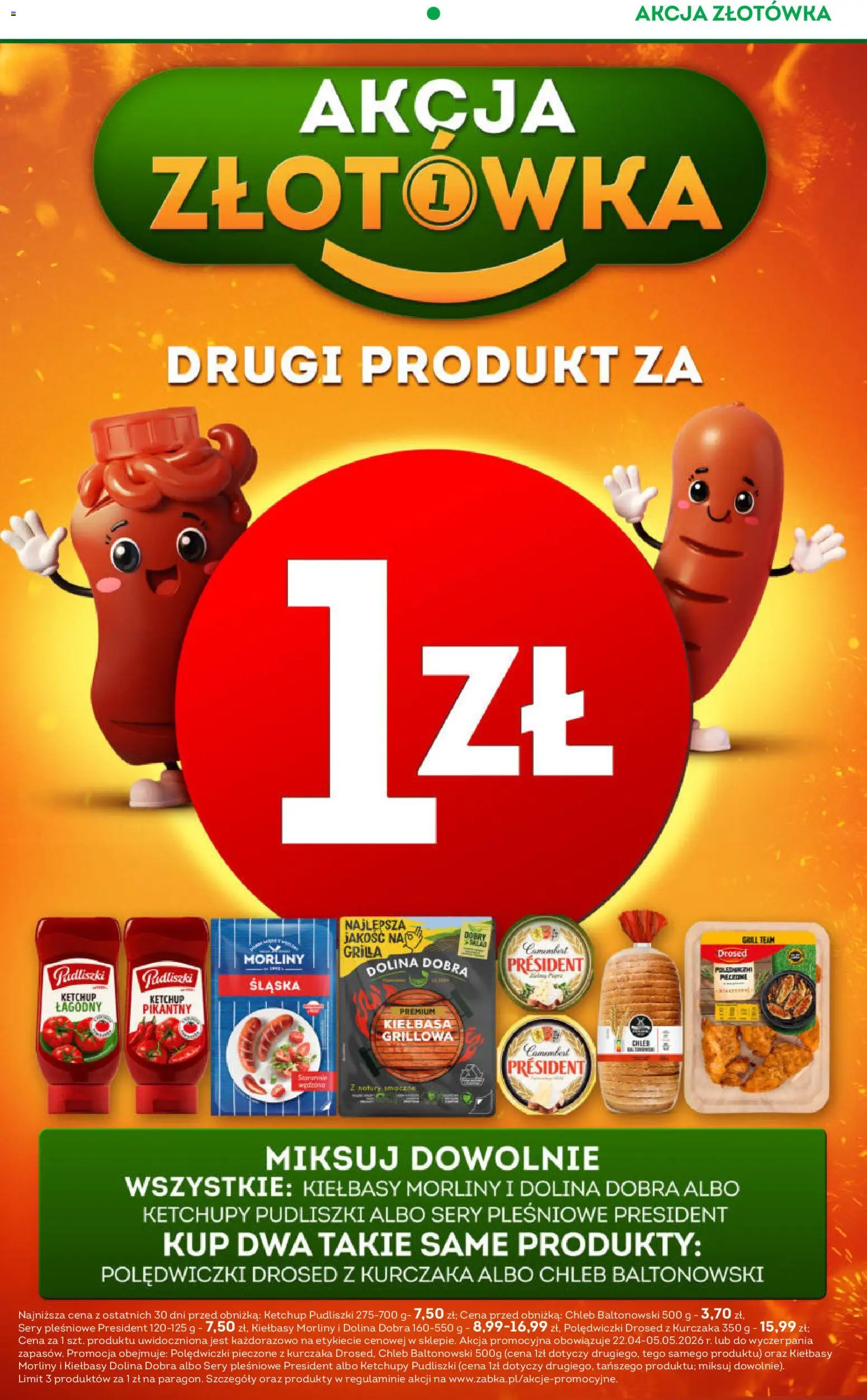 Żabka gazetka - Codzienne produkty od 22.04.2026 | Strona: 8 | Produkty: Kiełbasa, Camembert, Sery, Sery pleśniowe