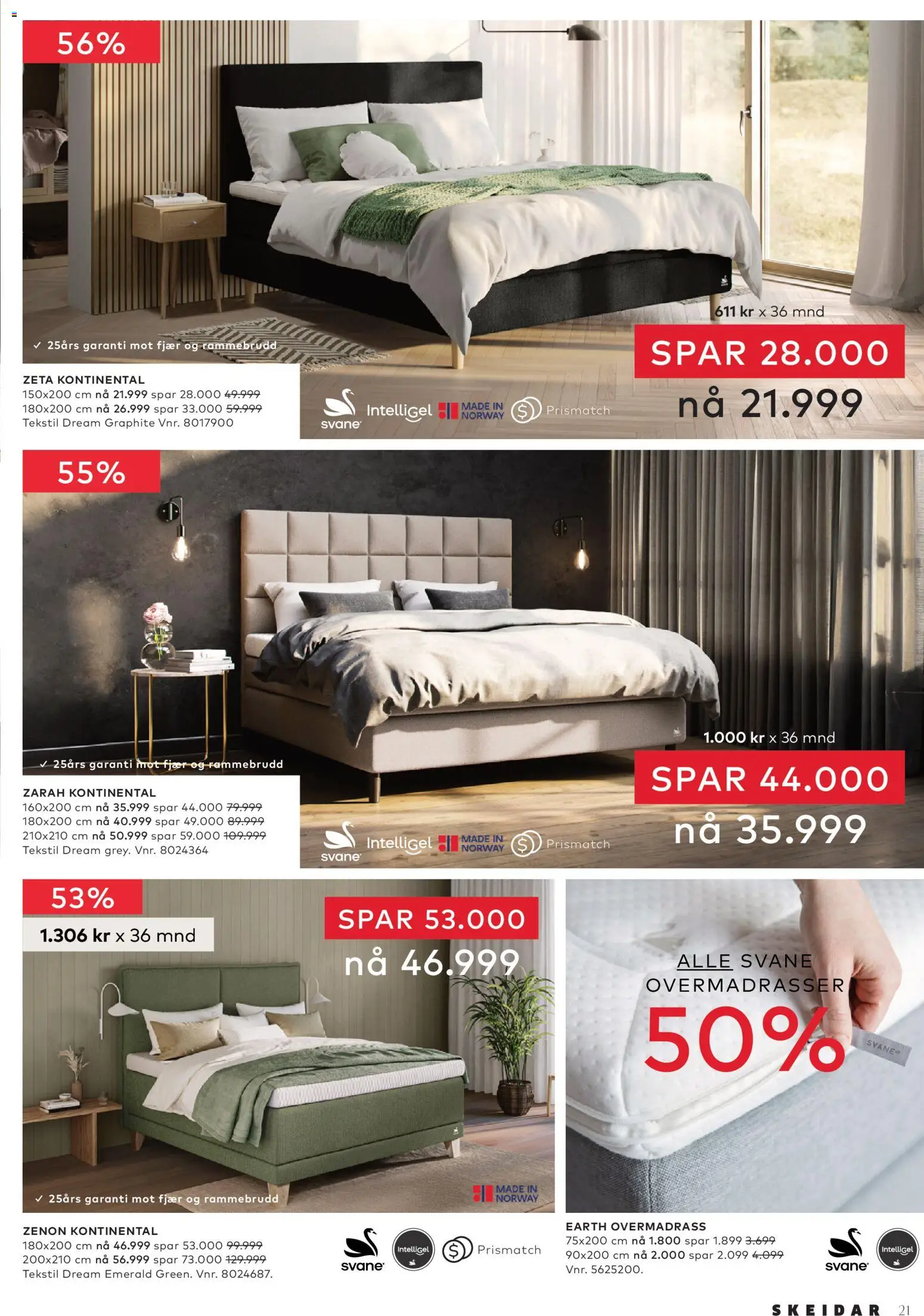 {H1} | Side: 21 | Produkter: Overmadrass