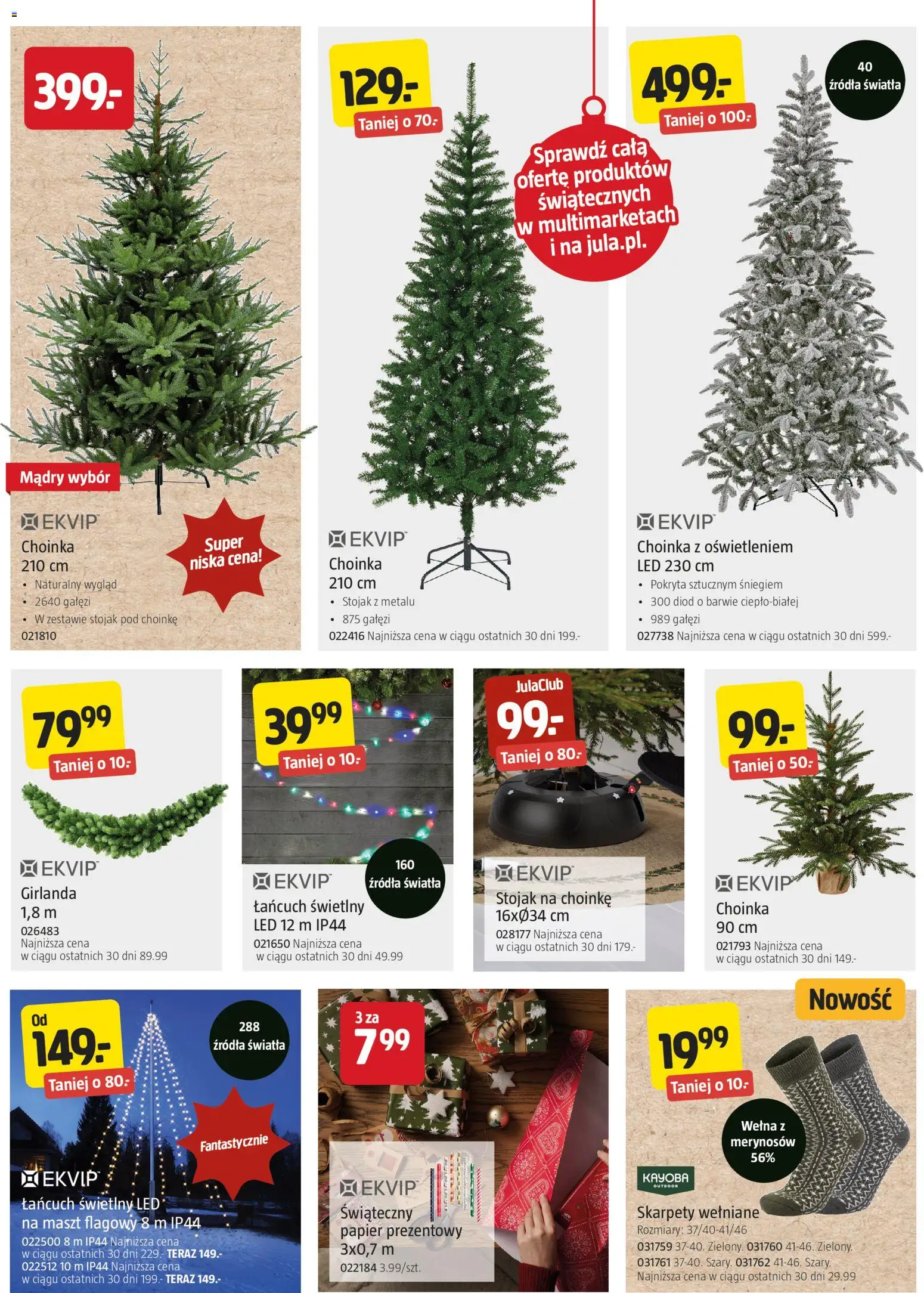 Jula Gazetka od 02.12.2025 | Strona: 2 | Produkty: Skarpety, Choinka