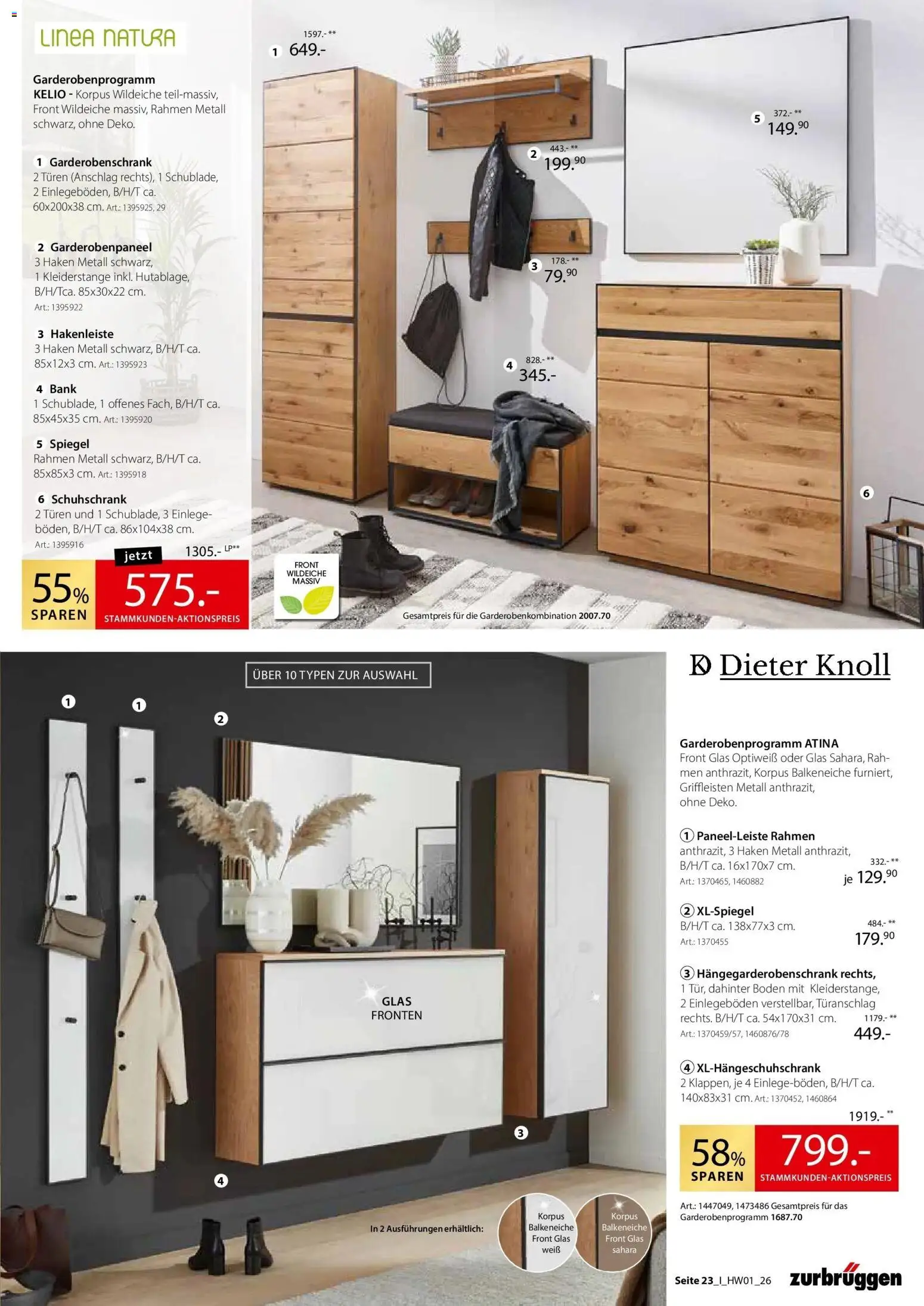 Zurbrüggen Ihr Einrichtungshaus der Extraklasse – gültig ab 27.03.2026 | Seite: 23 | Produkte: Spiegel, Garderobenschrank, Hakenleiste