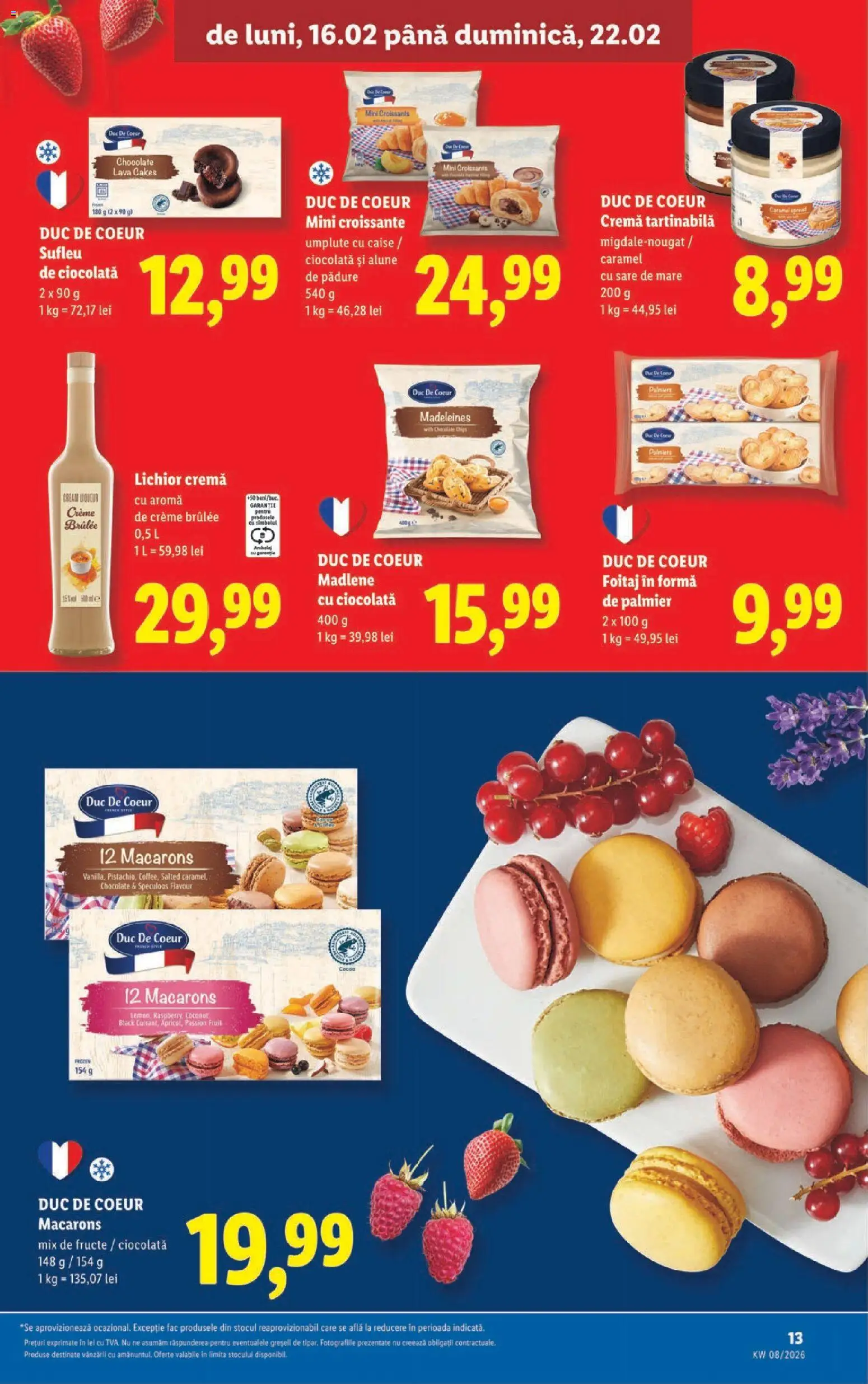Noul catalog Lidl – valabil de la 16.02.2026 | Pagină: 13 | Produse: Cremă, Ciocolată, Macarons, Fructe