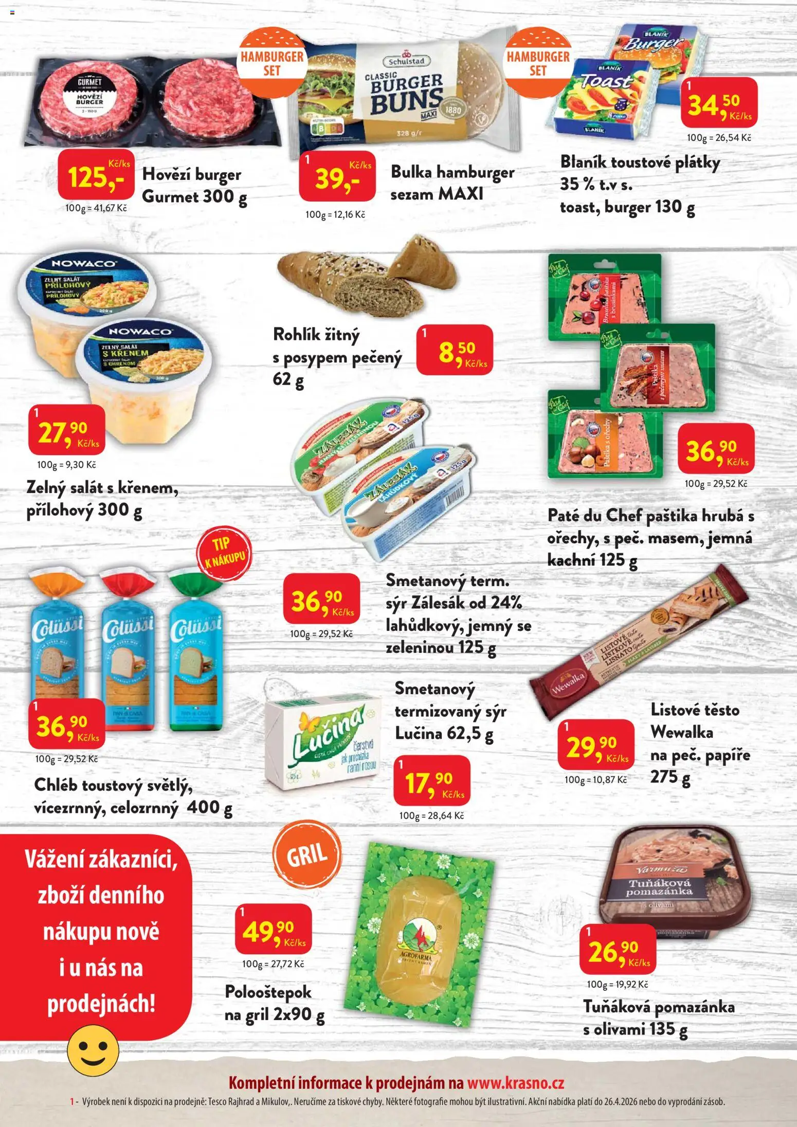 MP Krásno leták od 13.04.2026 | Strana: 2 | Produkty: Hovězí, Chléb, Hovězí burger, Gril