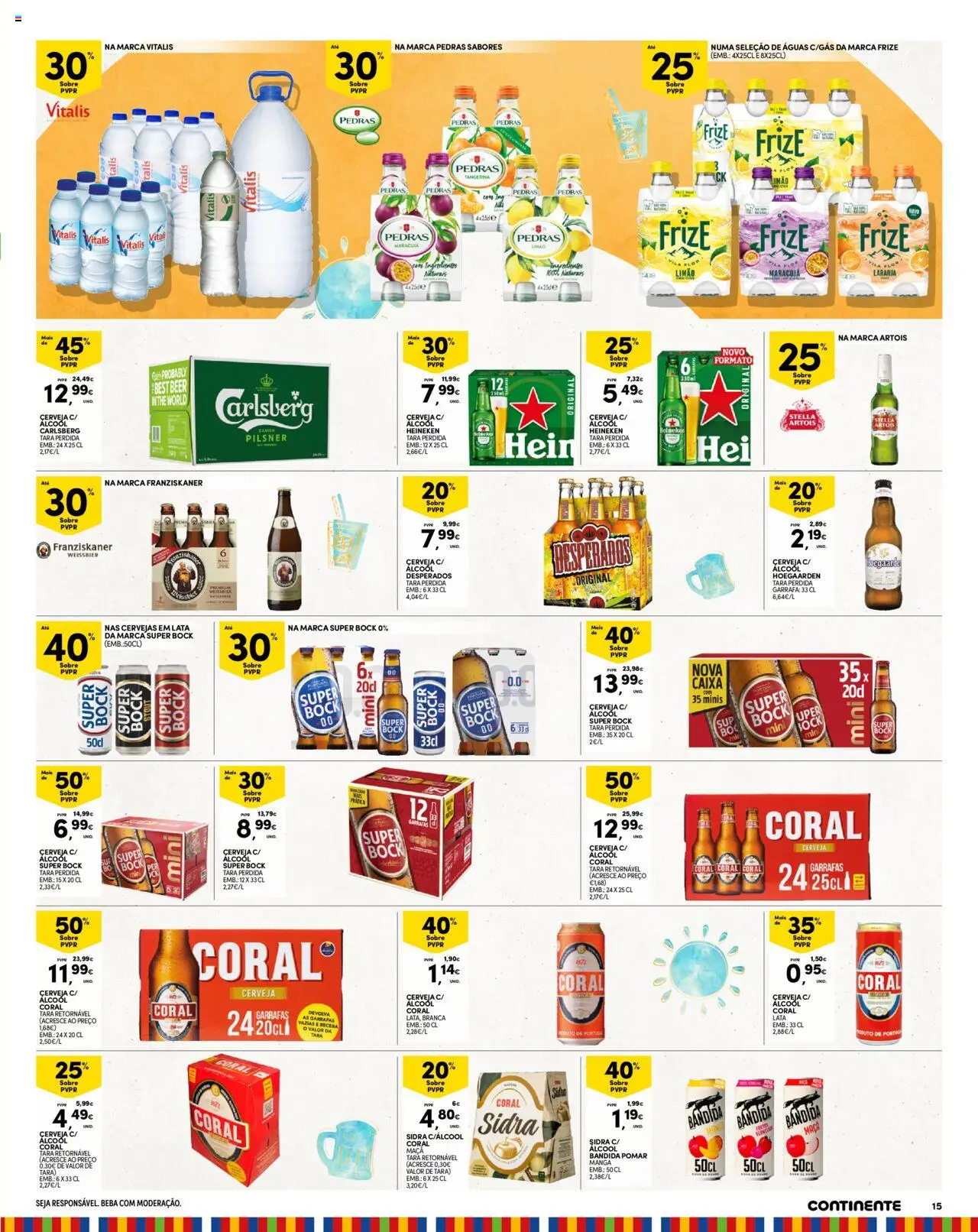 Continente - Madeira │ válido de 12.08.2025 | Página: 15 | Produtos: Agua, Cerveja, Água com gás, Água mineral