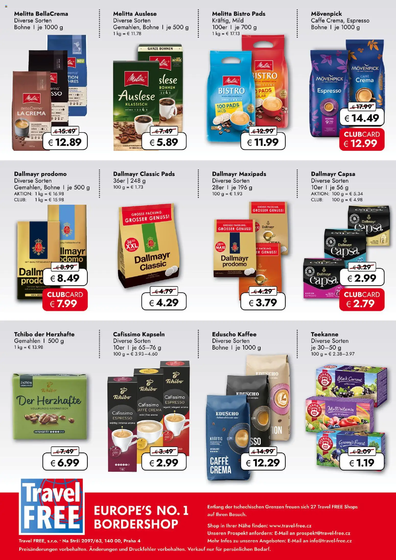 Travel Free leták od 23.01.2026 | Strana: 8 | Produkty: Finest, Tchibo, Teekanne, Caffè crema