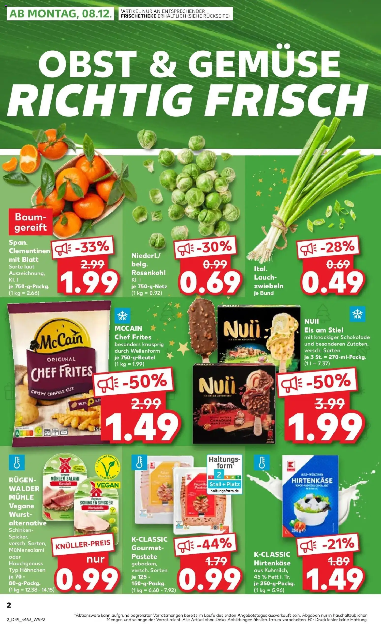 Kaufland prospekt Schwentinental	 – gültig ab 08.12.2025 | Seite: 2 | Produkte: Schokolade, McCain, Wurst, Schinken