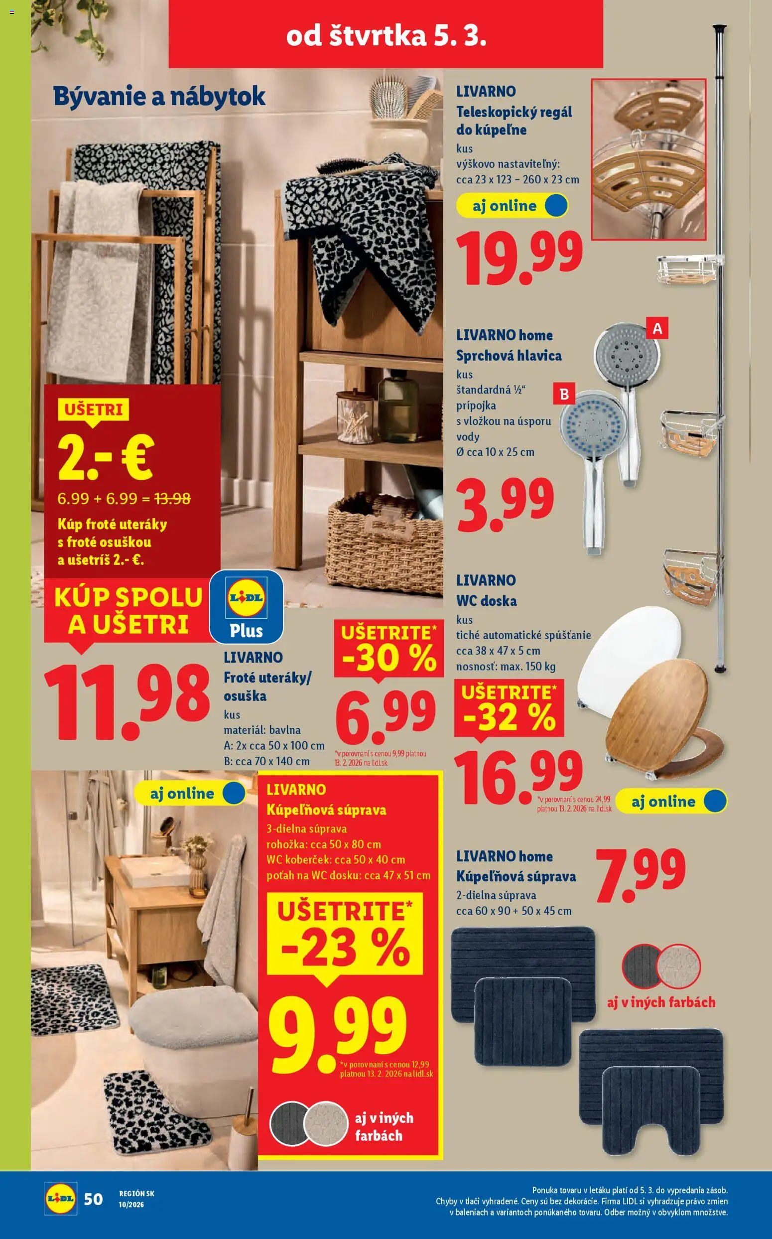 Nové Lidl akcie – leták je platný od 02.03.2026 | Strana: 98 | Produkty: Nábytok, Rohožka, Regál, Wc