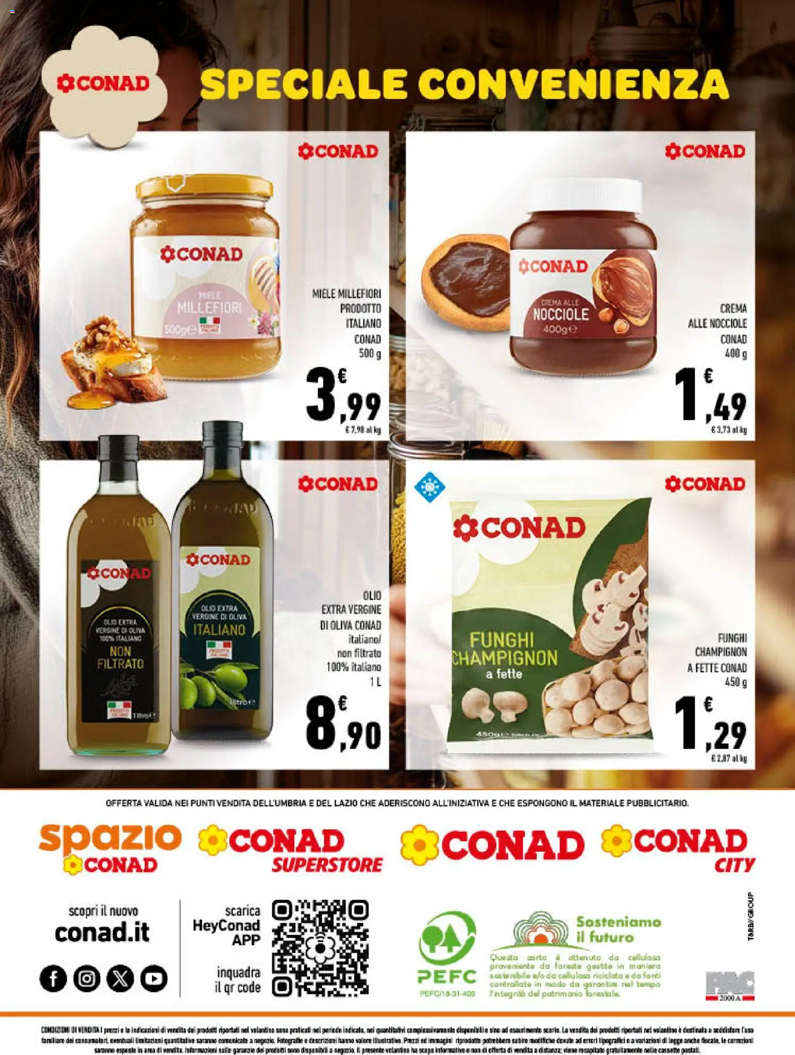 Volantino Spazio Conad del 10.11.2025 | Pagina: 8 | Prodotti: Olio, Funghi, Nocciole, Olio extra vergine