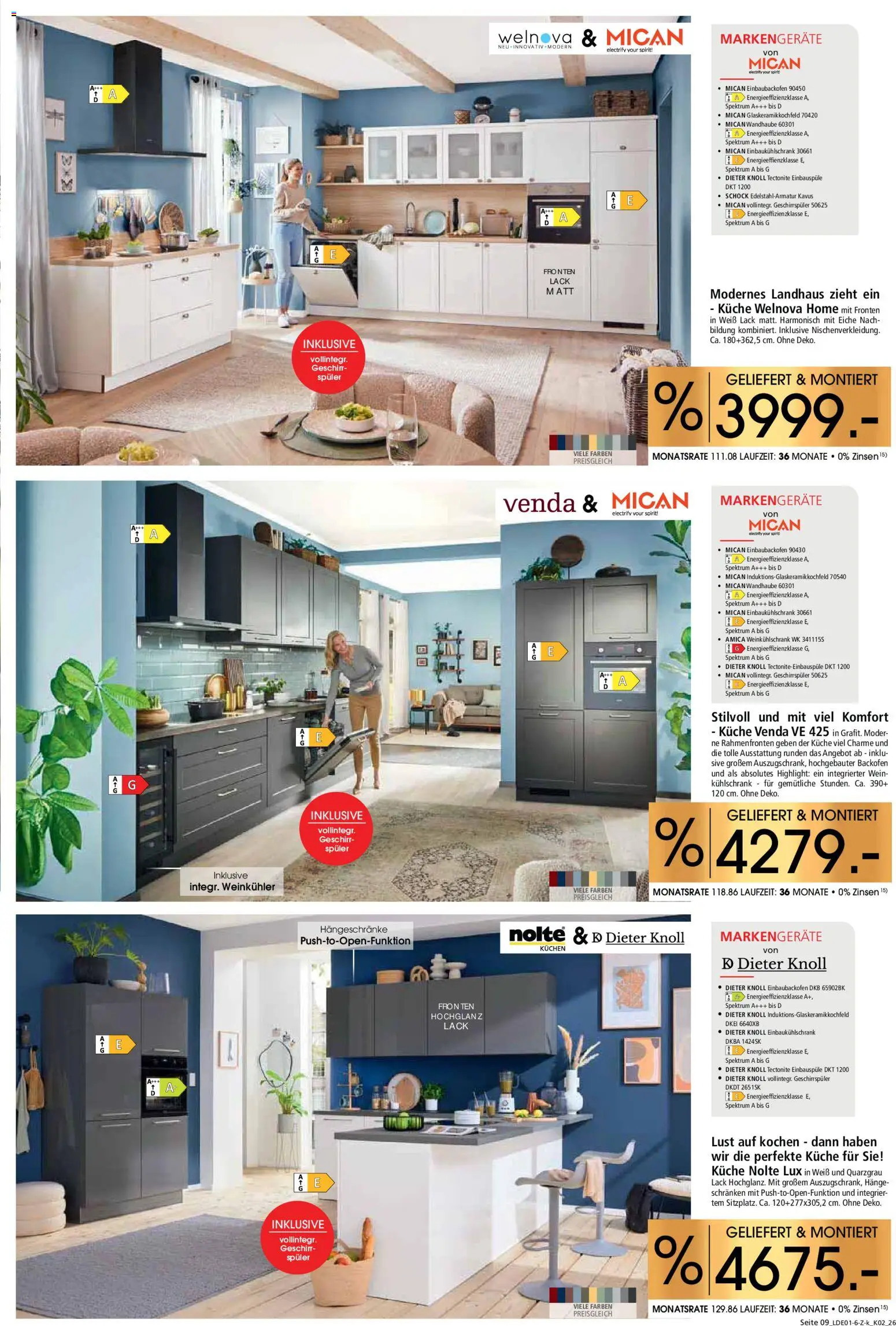 Zurbrüggen Küchen für Ihr Zuhause – gültig ab 17.01.2026 | Seite: 9 | Produkte: Küche, Kühlschrank, Wein, Kuchen