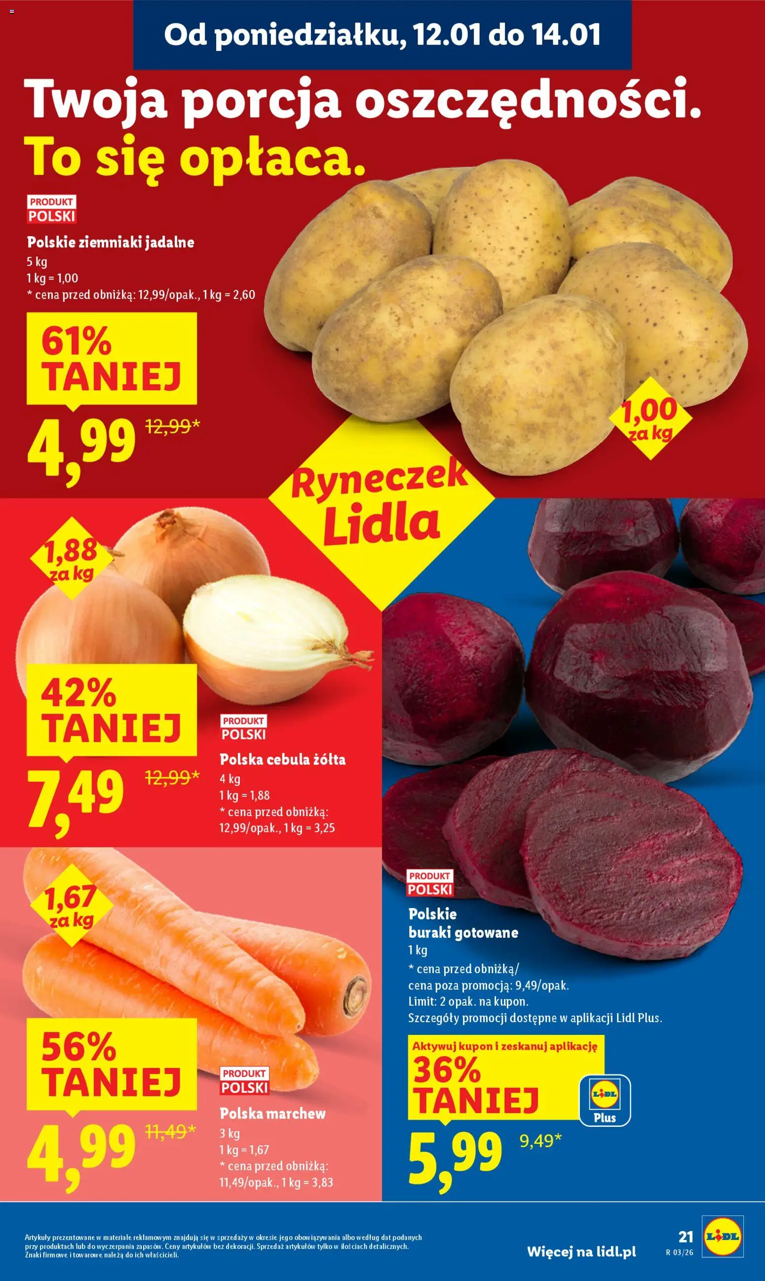 Lidl Gazetka od 12.01.2026 | Strona: 21 | Produkty: Buraki, Buraki gotowane, Ziemniaki