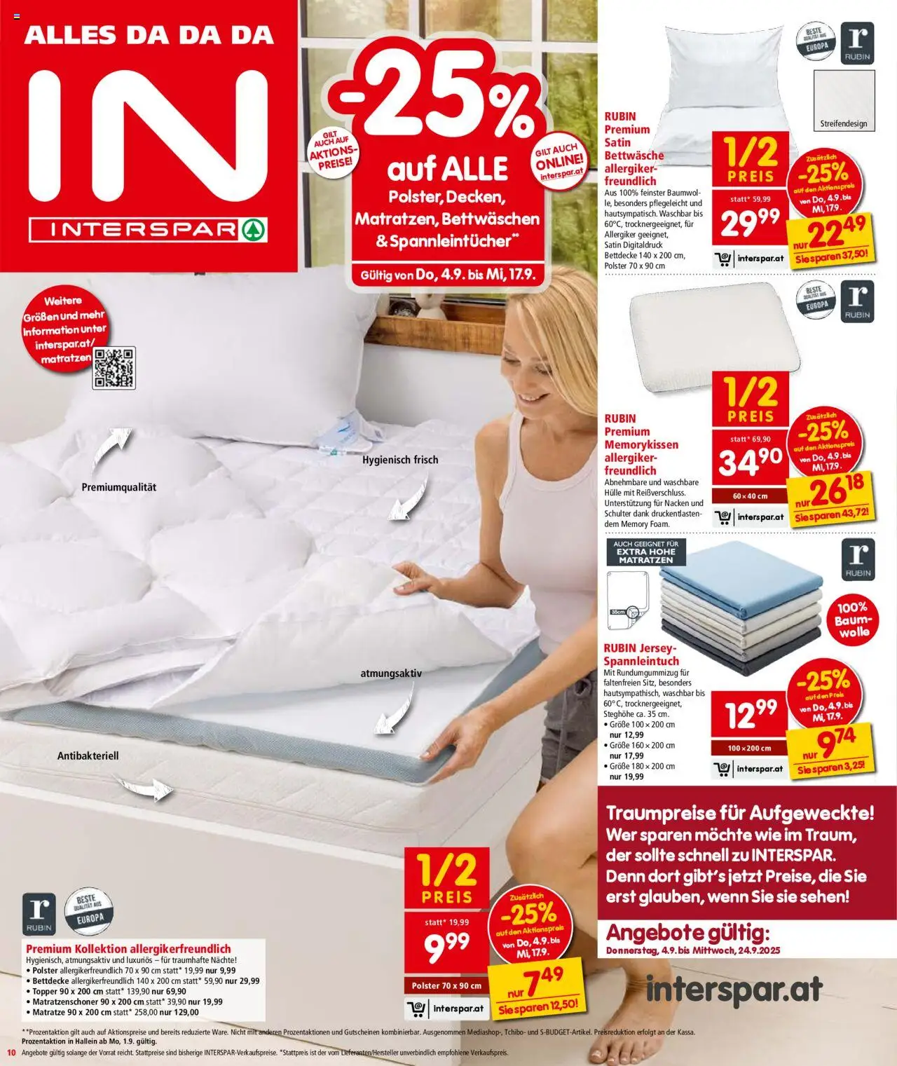 Interspar Flugblatt - Wien gültig ab 04.09.2025 | Seite: 10 | Produkte: Hülle, Matratze