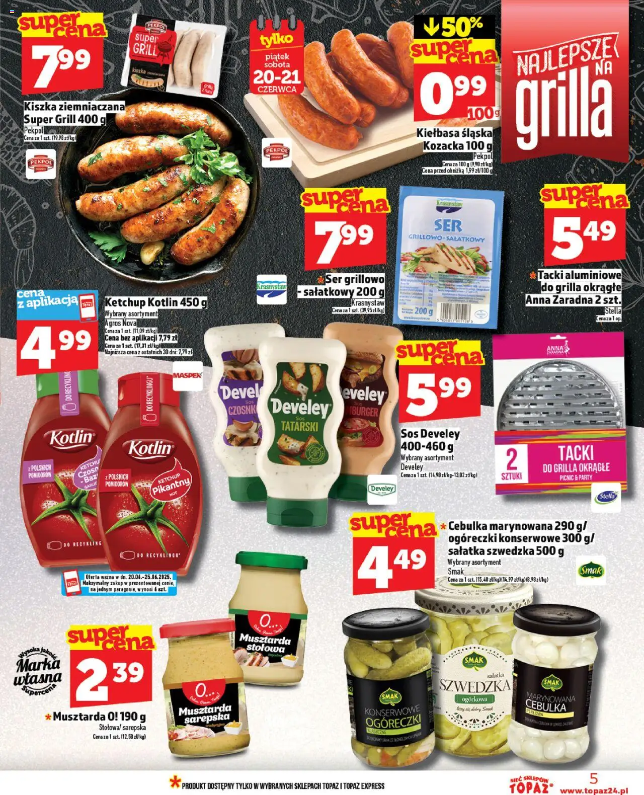 Topaz Gazetka od 20.06.2025 | Strona: 5 | Produkty: Sałatka szwedzka, Musztarda, Sałatka, Sos