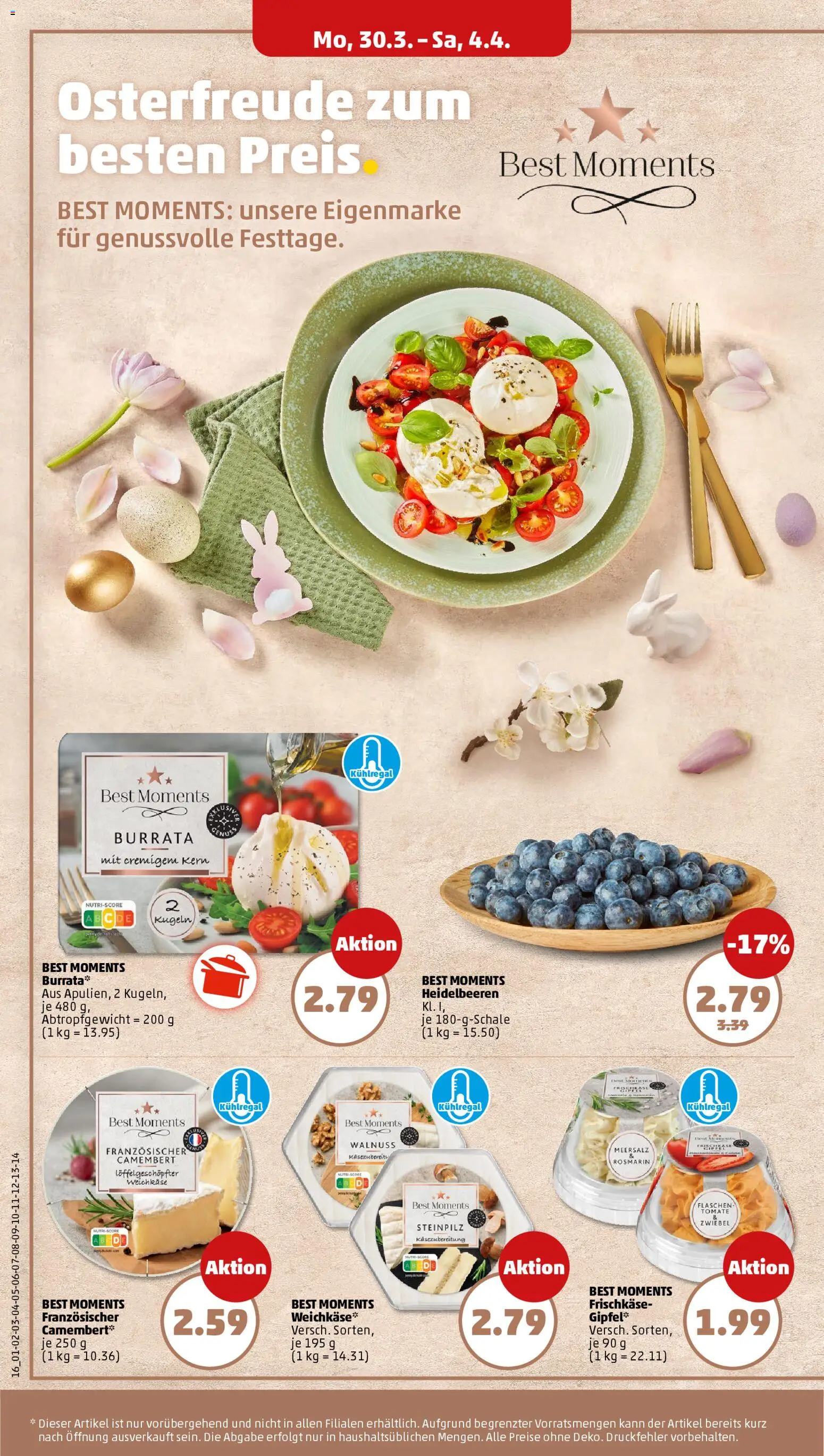 Penny Prospekt 	 – gültig ab 30.03.2026 | Seite: 14 | Produkte: Heidelbeeren, Burrata, Frischkase