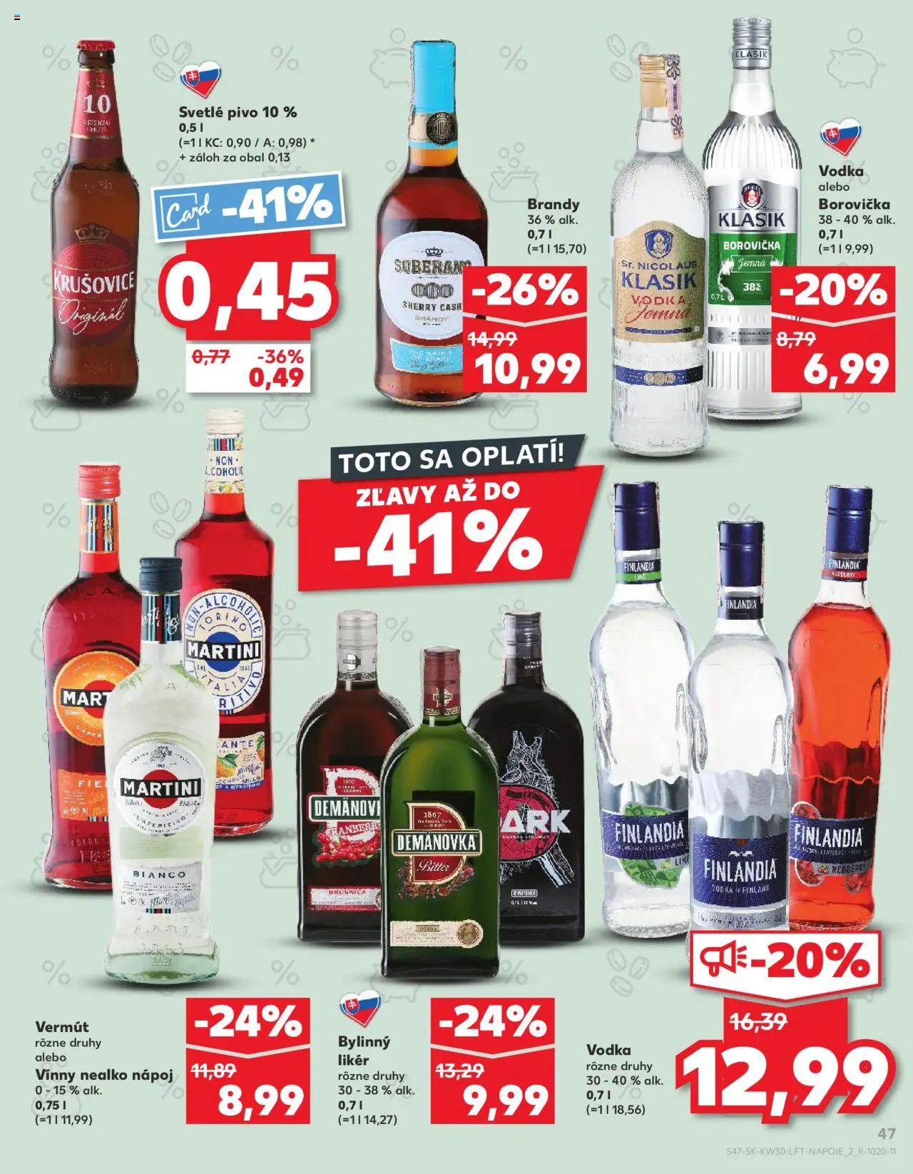 Kaufland Žilina │ platný od 24.07.2025 | Strana: 47 | Produkty: Pivo, Borovička, Brandy, Vodka