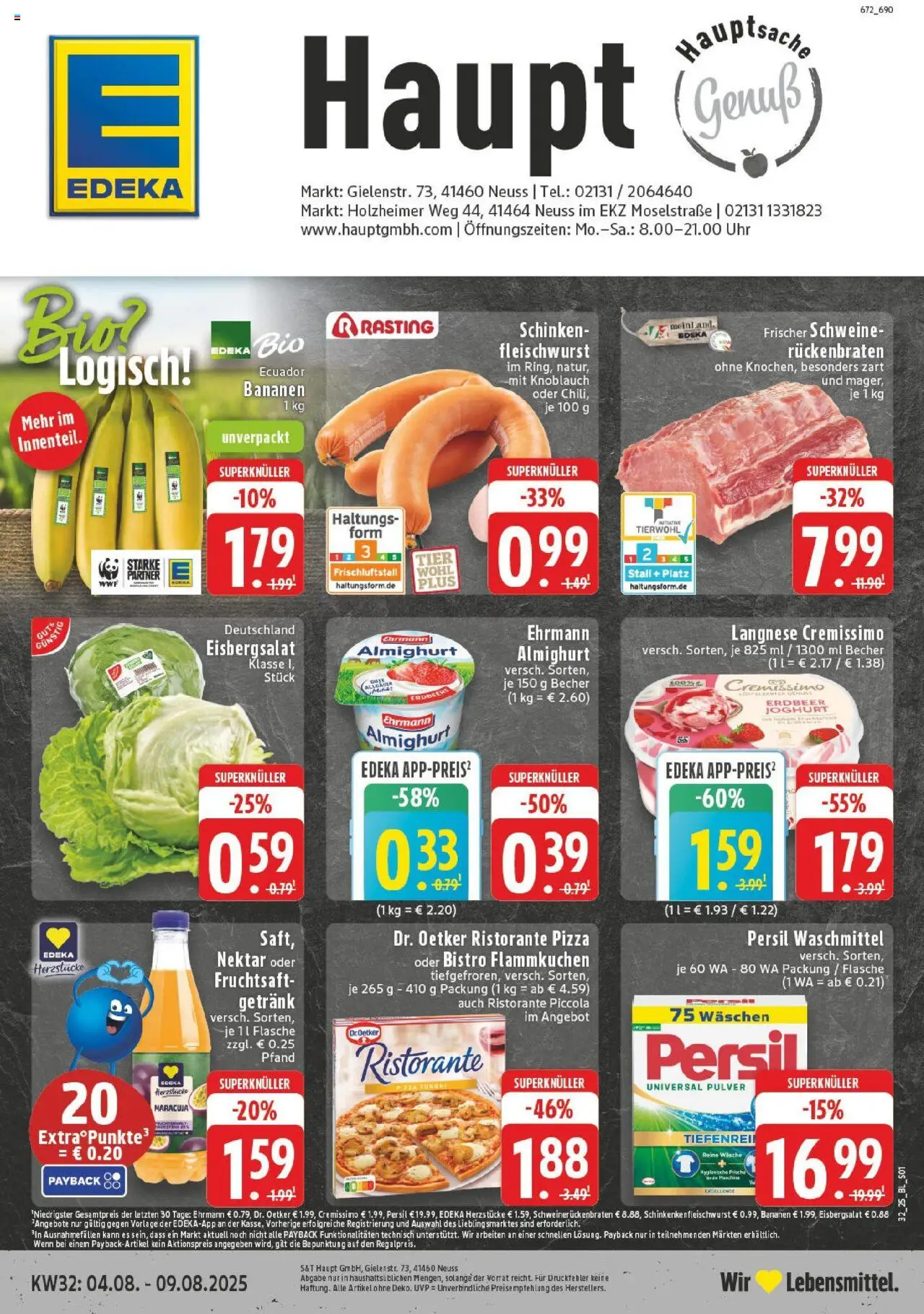 Edeka prospekt Neuss	 - gültig ab dem 03.08.2025 | Seite: 1 | Produkte: Langnese, Langnese cremissimo, Waschmittel, Persil