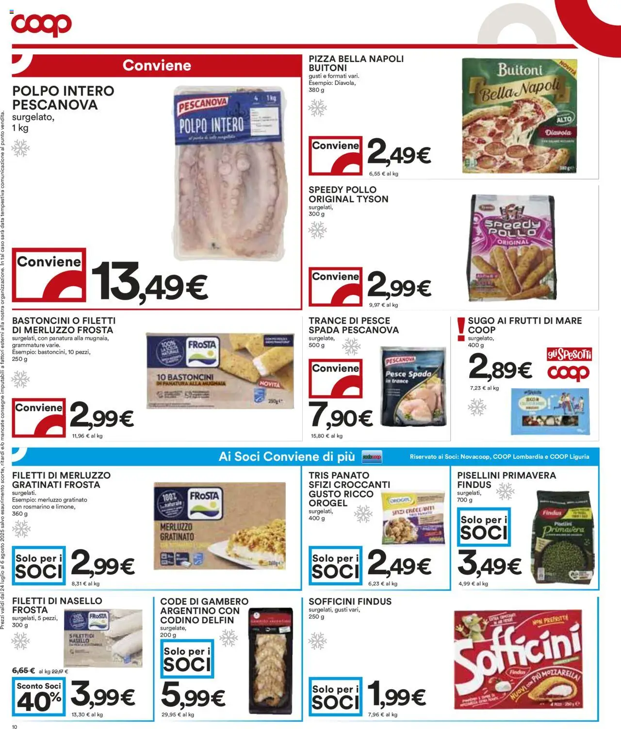 Volantino COOP del 24.07.2025 | Pagina: 10 | Prodotti: Pollo, Pesce, Sugo, Pesce spada