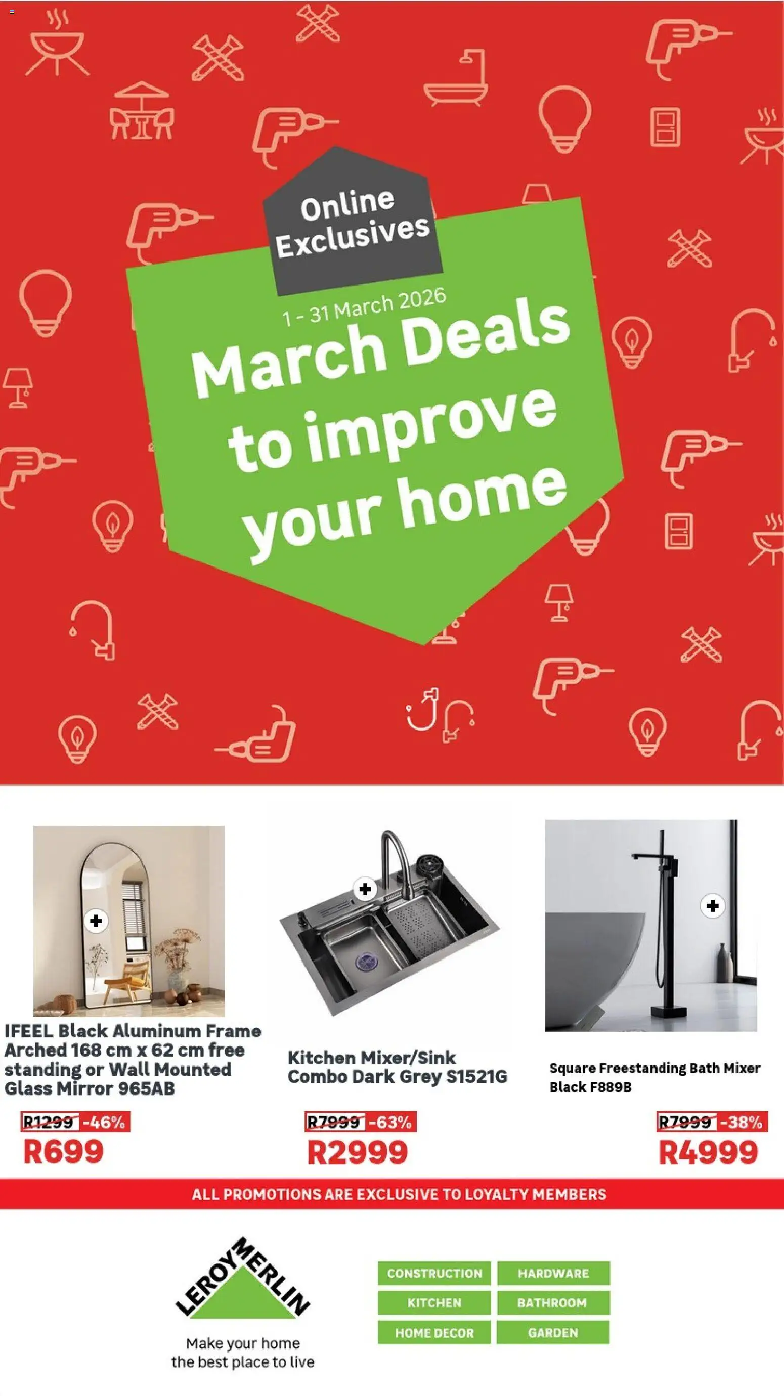 New Leroy Merlin catalogue – valid from 01.03.2026 | Page: 1 | Products: Frame, Mixer, Bath, Mirror