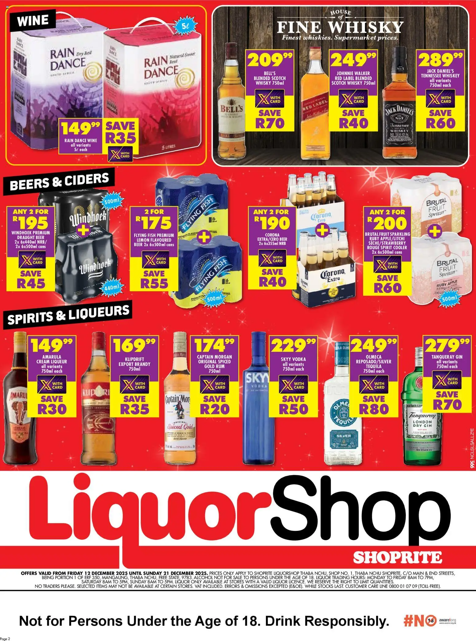 New Shoprite catalogue – valid from 12.12.2025 | Page: 2 | Products: Brandy, Wine, Fish, Lemon