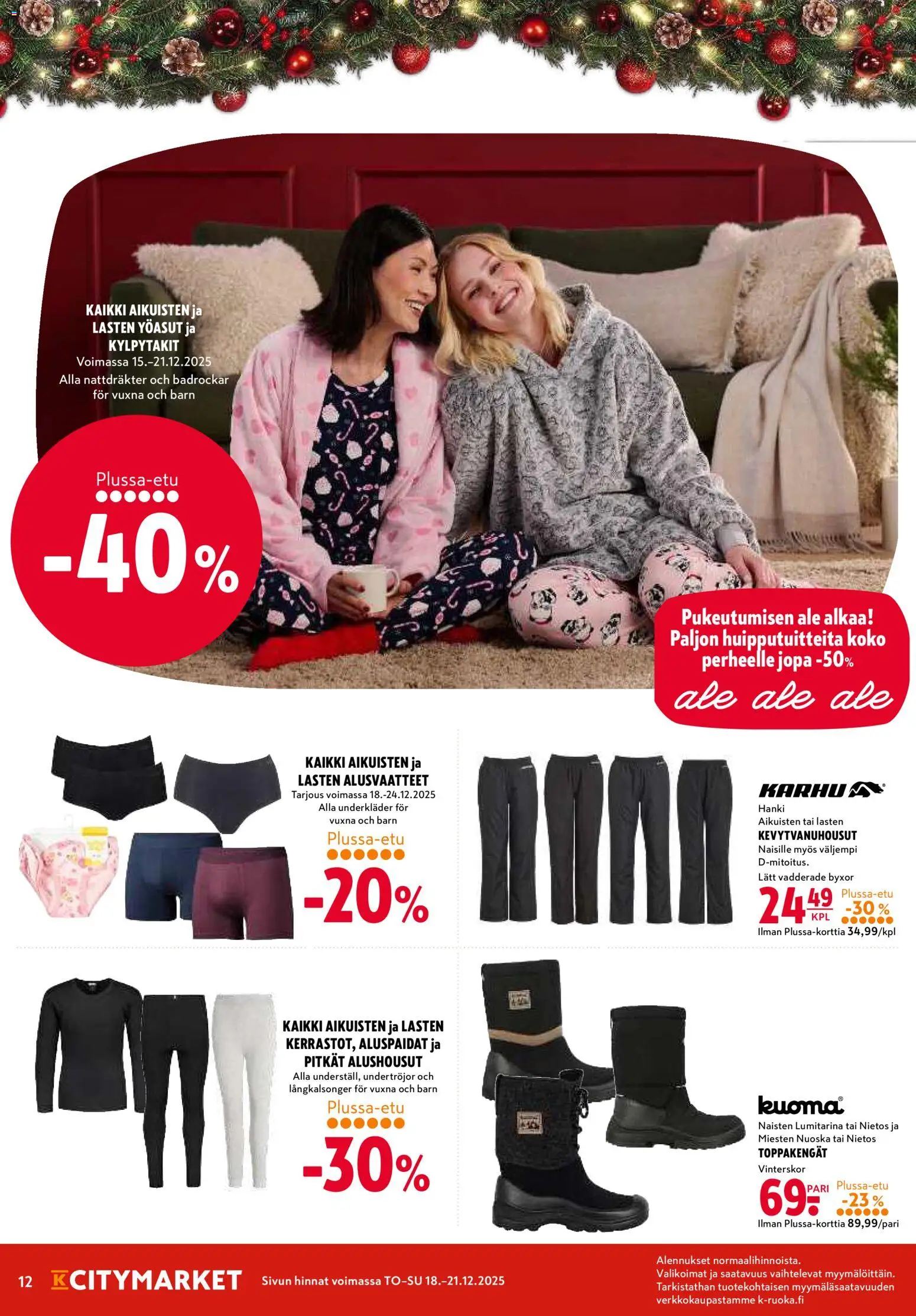 K-Citymarket tarjoukset – voimassa 18.12.2025 alkaen | Sivu: 12 | Tuotteet: Alusvaatteet, Alushousut