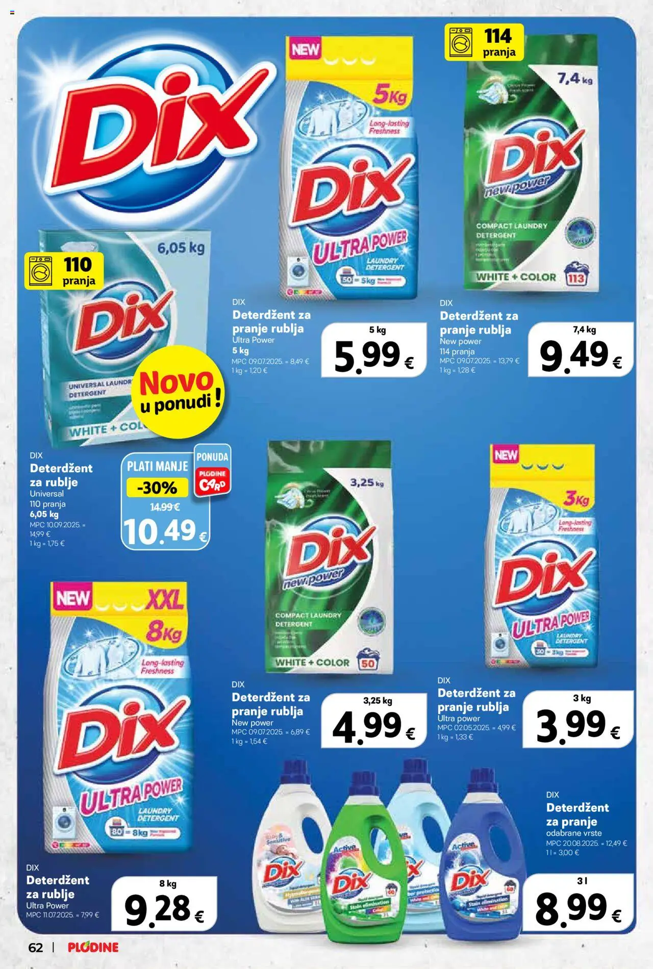 Plodine katalog | vrijedi od 22.10.2025 | Stranica: 62 | Proizvodi: Deterdžent za pranje rublja, Deterdžent