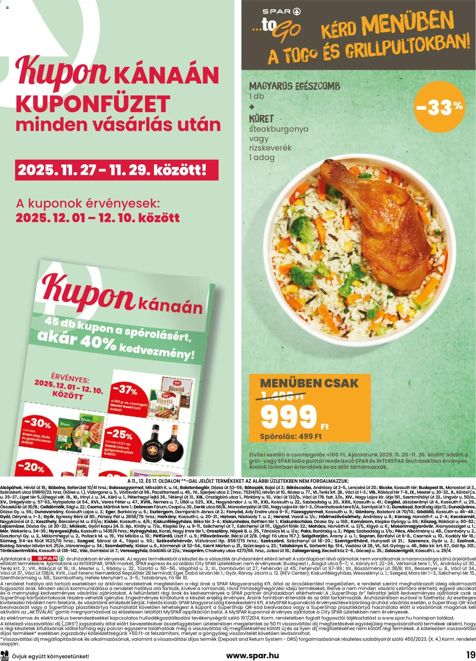 Spar akciós ujság - amely érvényes a következő dátumtól: 20.11.2025 | Oldal: 19 | Termékek: Szőlő, Grill, Kapu