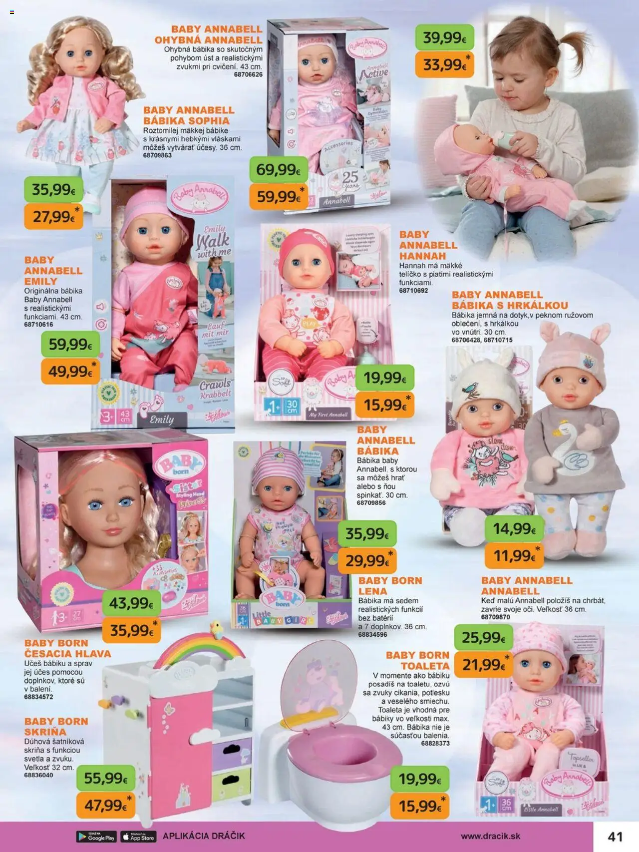 Nové Dráčik akcie – leták je platný od 03.10.2025 | Strana: 41 | Produkty: Skriňa, Baby Born, Svetlá