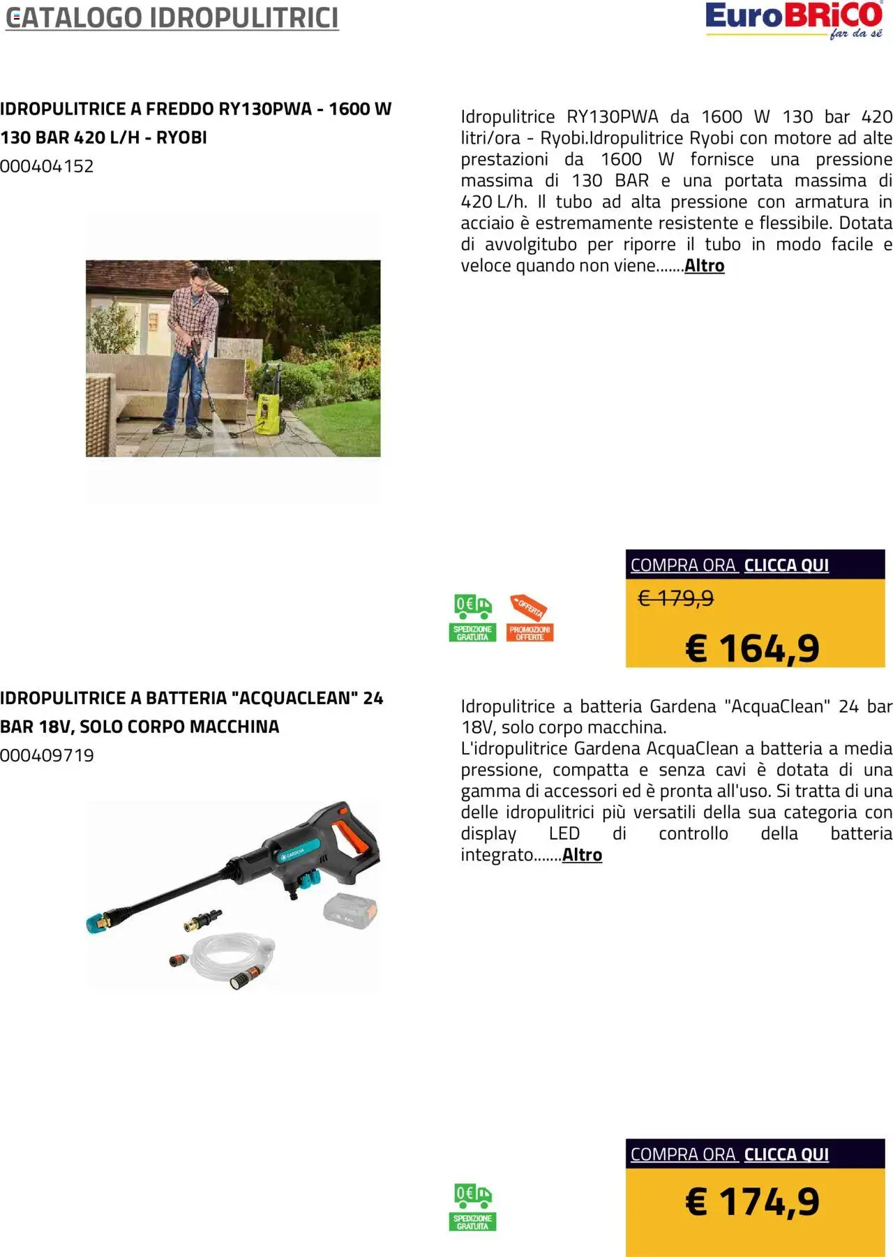 Volantino Eurobrico del 23.07.2025 | Pagina: 51 | Prodotti: Tubo, Idropulitrice, Batteria