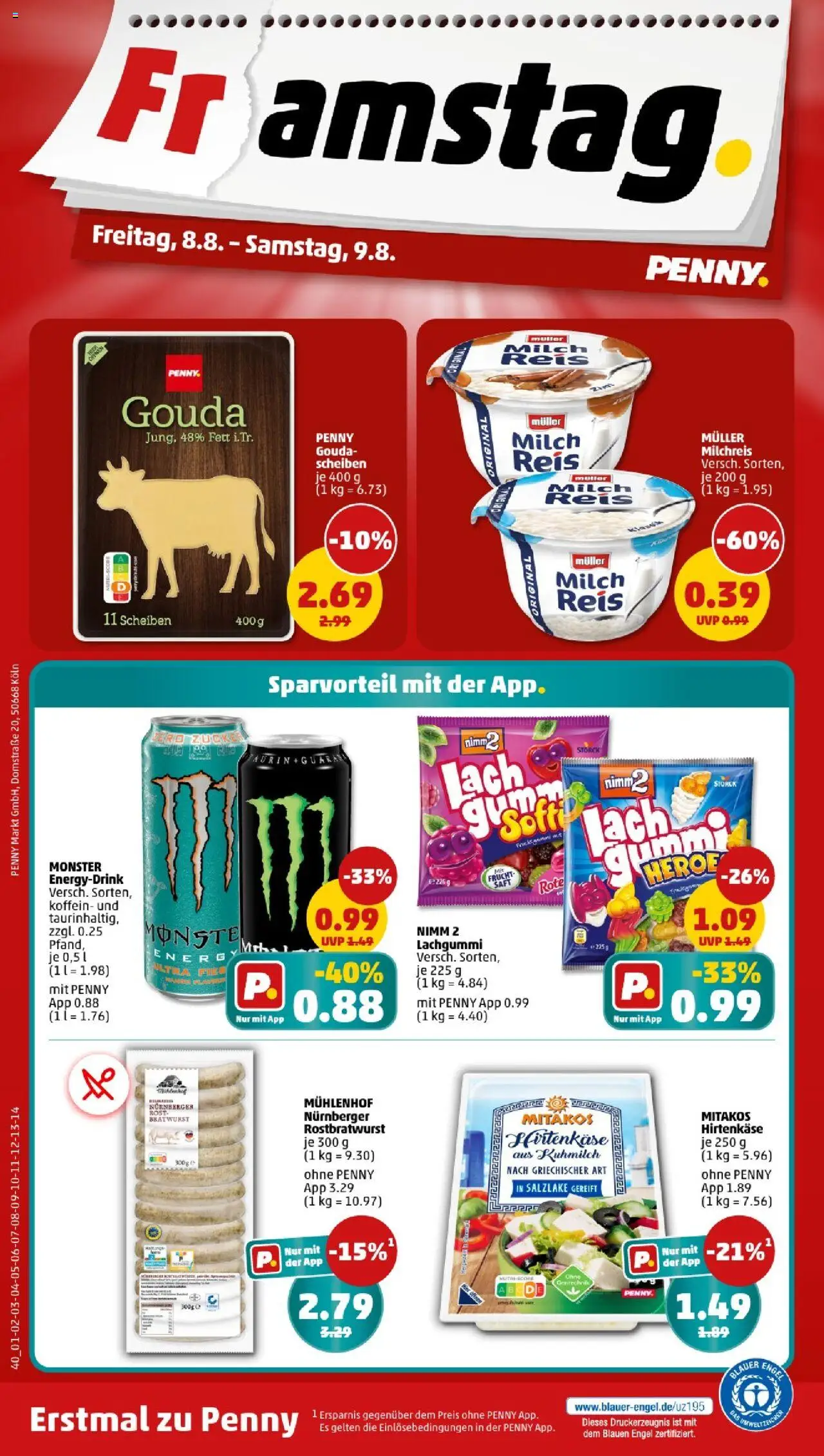 Penny - Mecklenburg-Vorpommern - gültig ab dem 04.08.2025 | Seite: 40 | Produkte: Milch, Gouda, Monster, Zucker