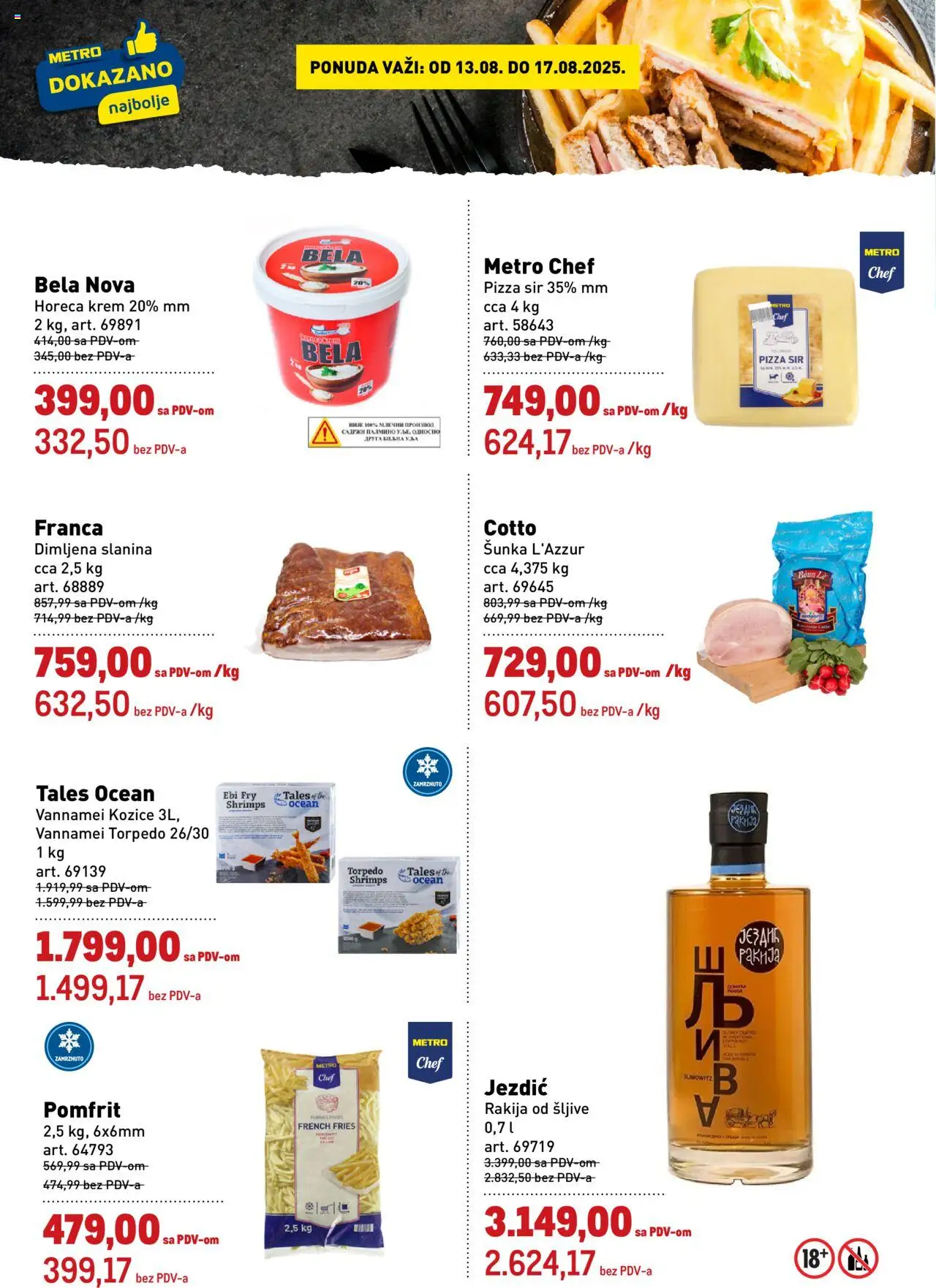 Metro katalog - važi od 13.08.2025 | Strana: 2 | Proizvode: Pomfrit, Sir, Šunka, Slanina