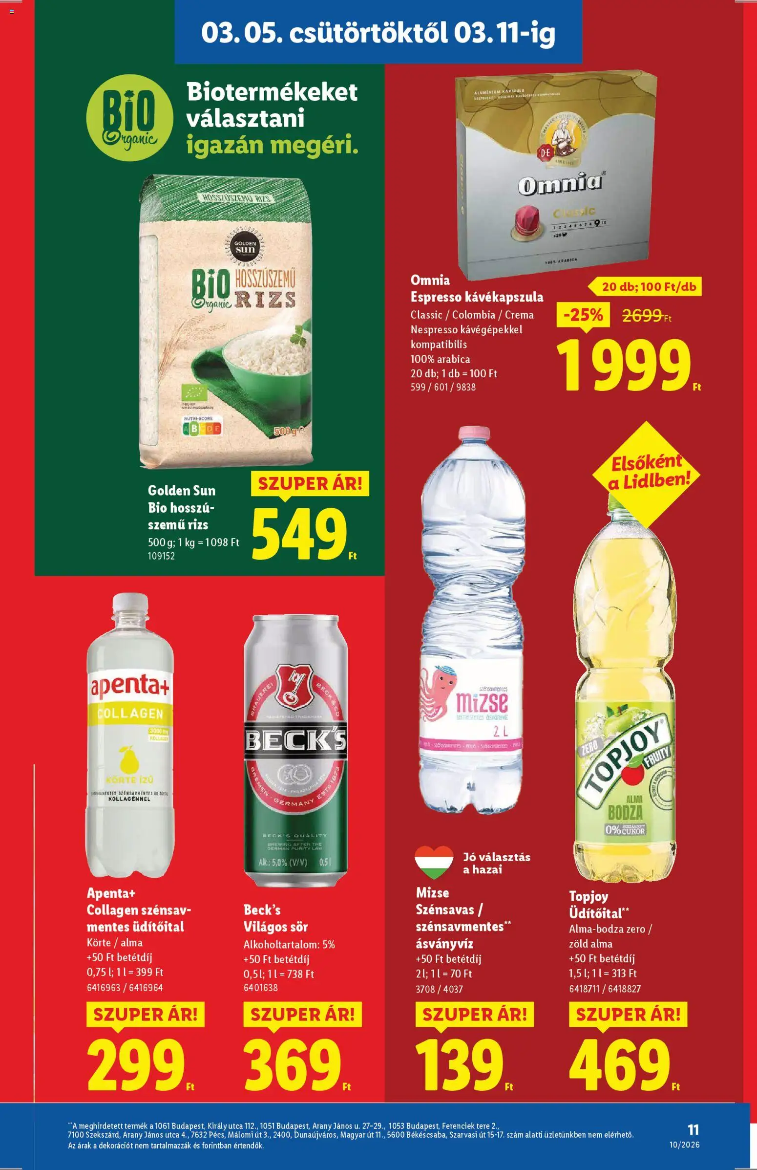 Lidl akciós ujság - amely érvényes a következő dátumtól: 05.03.2026 | Oldal: 11 | Termékek: Körte, Kollagén, Ásványvíz, Cukor