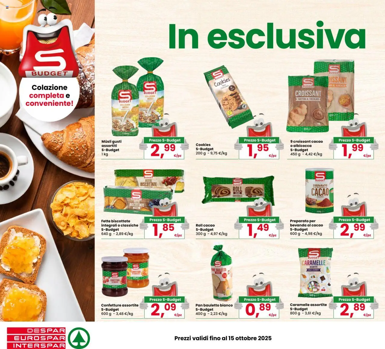 Volantino Eurospar del 09.10.2025 | Pagina: 6 | Prodotti: Pane, Cioccolato, Croissant, Cacao