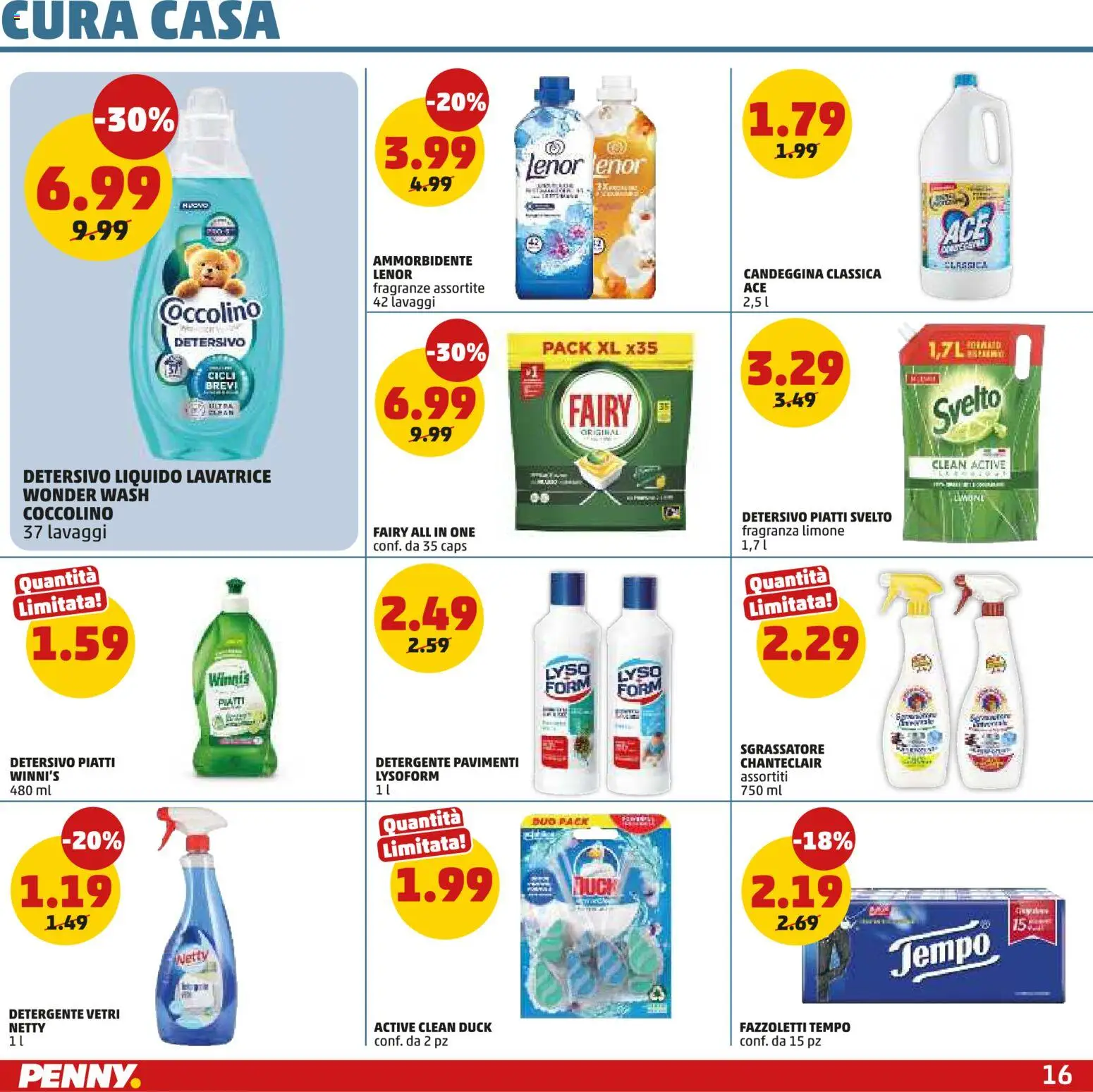 Volantino PENNY del 06.11.2025 | Pagina: 16 | Prodotti: Detergente, Candeggina, Fazzoletti, Limone